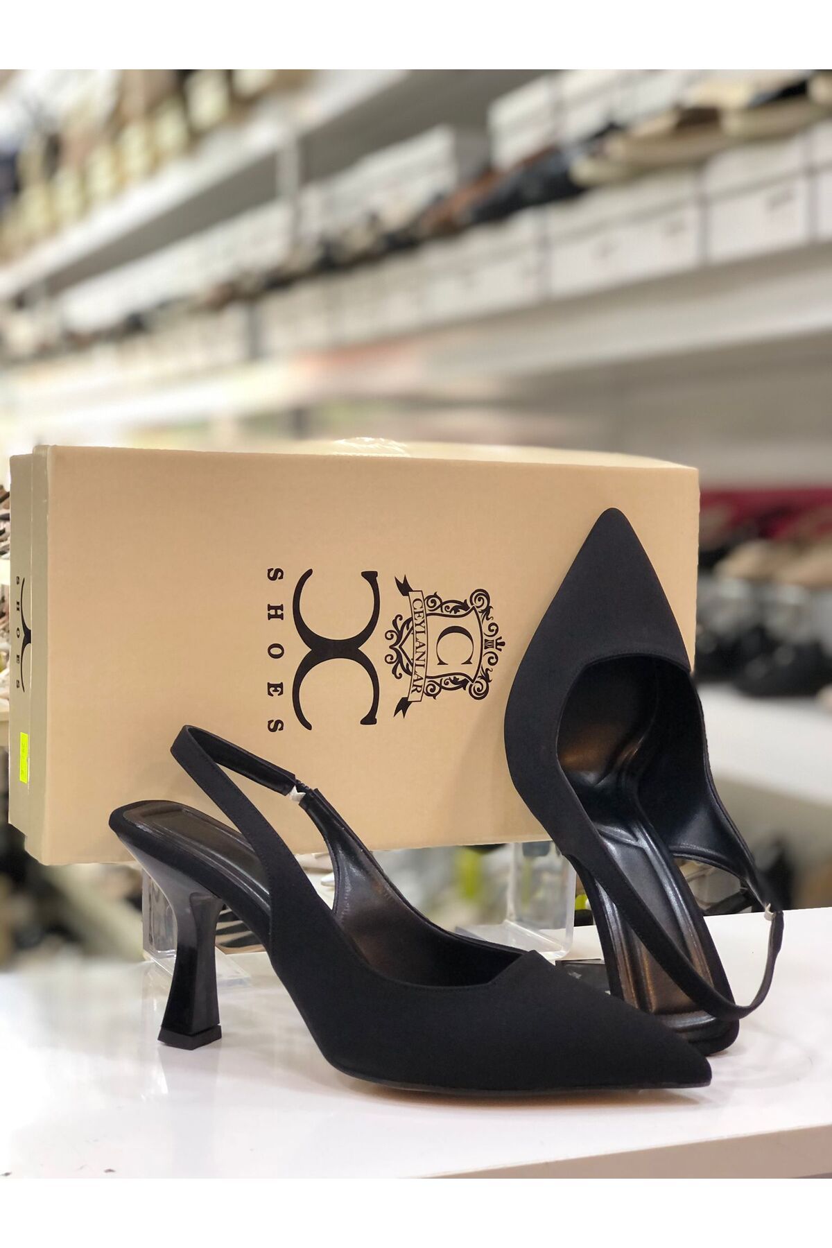 Çavuşoğluayakkabı Kadın Kumaş Arkası Açık Günlük Rahat Abiye Stiletto Topuklu Ayakkabı