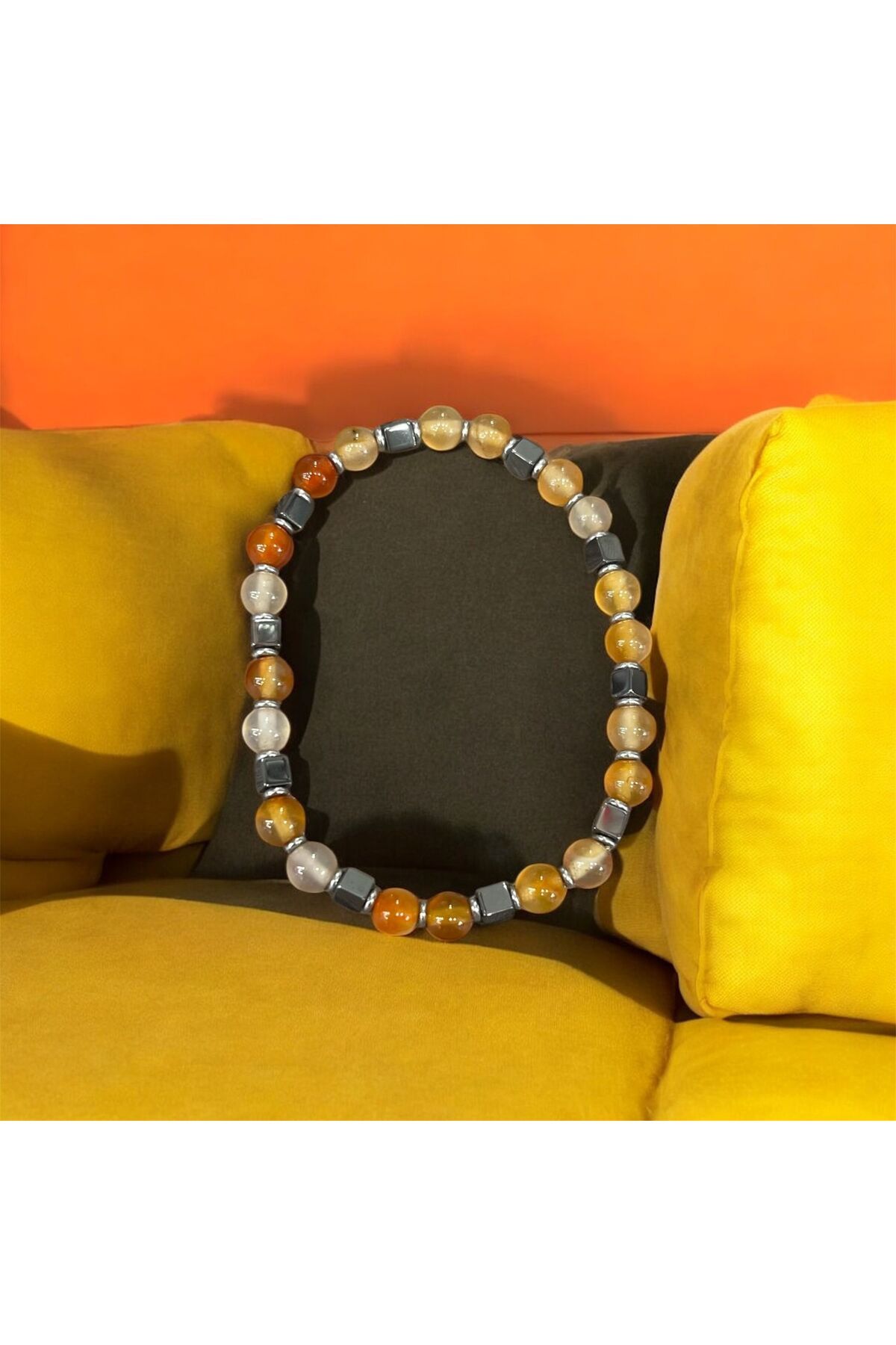 AURA STONE Renkli Akik Hematitli 6mm Doğaltaş Bileklik