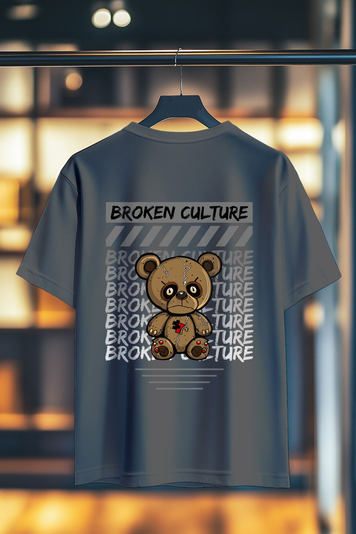 BookOrBook Broken Culture %100 Pamuk Premium Kalite Sırt Baskılı T-Shirt