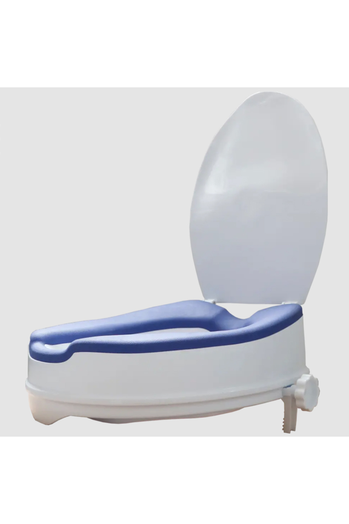 Linomag-® Toilet Seat Raiser 10cm, Soft Pu Ring, Adjustable Attachment, White/blue 3