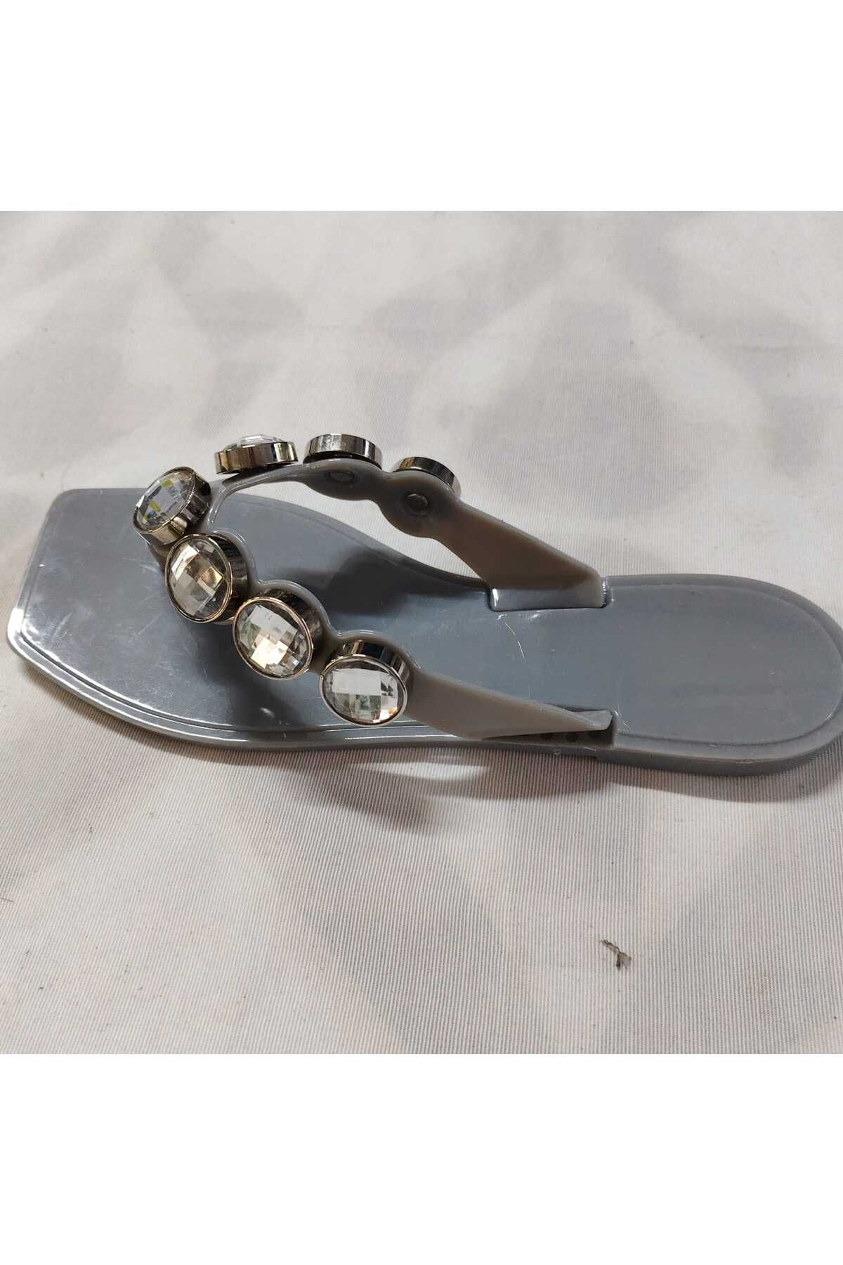 Enodia MYKONOS GRİ KRİSTAL TAŞLI JELLY PARMAK ARASI SANDALET