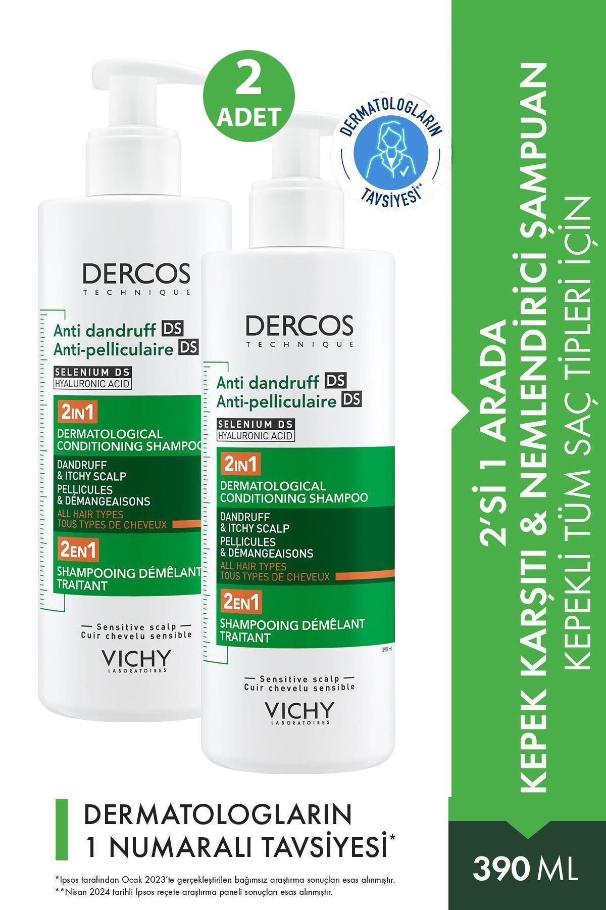 Seddar Collection Dercos Anti Dandruff Ds Anti-Pelliculaire Ds Selenium 390 ml 2 Adet