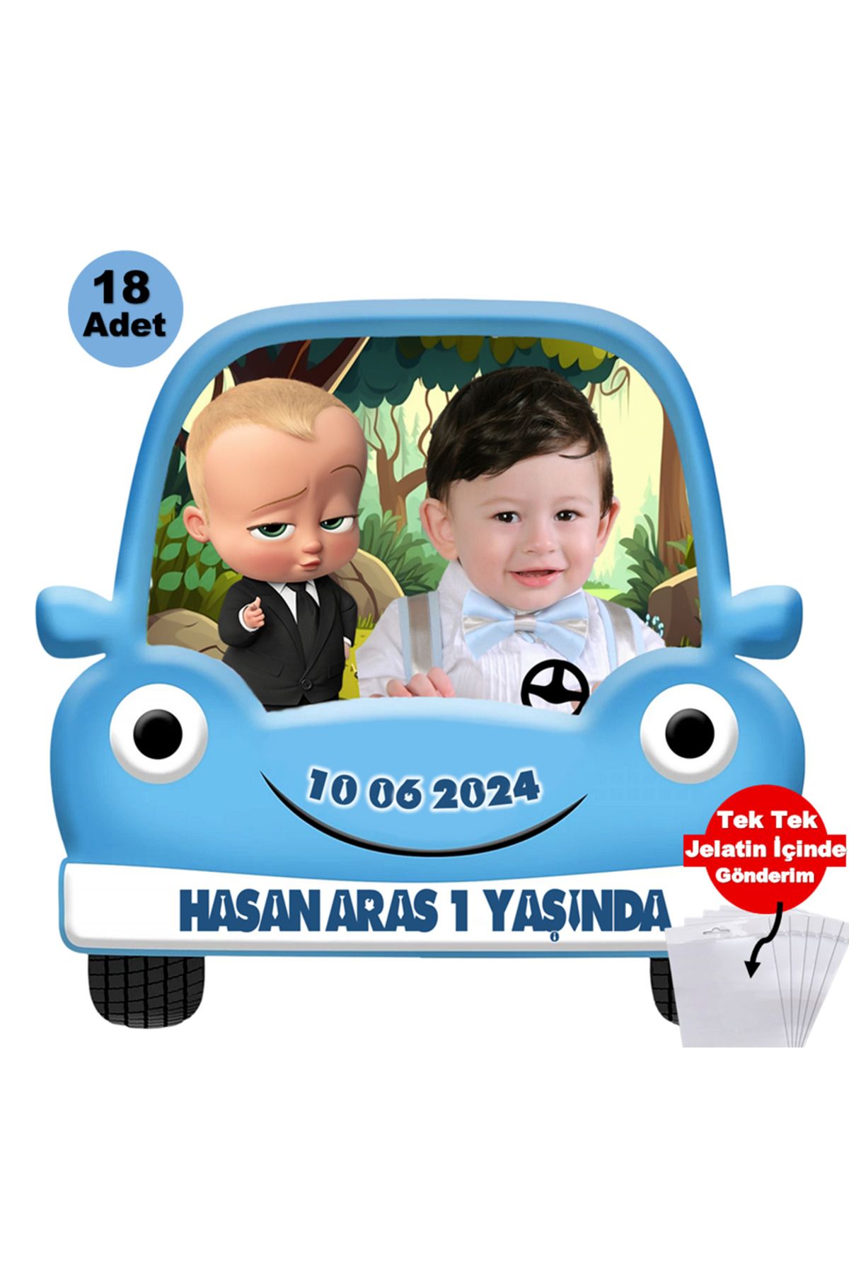 Elara Tasarım 1 Yaş 18 Adet Patron Bebek Fotoğraflı Kişiye özel Doğum Günü Magnet Hediye Poşetli Gönderilir.
