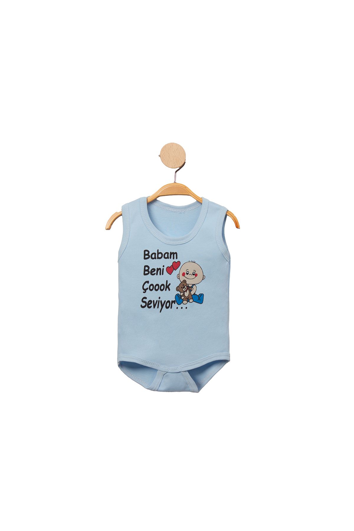 MBK GARDEN %100 Pamuk Babam Beni Çok Seviyor Baskılı Çıtçıtlı Bebek Body Badi Zıbın Tulum