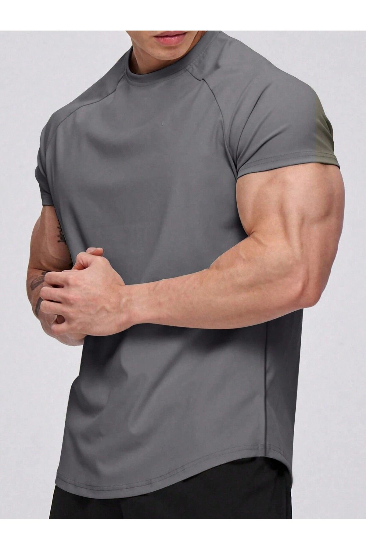 GENIUS STORE Erkek Spor Tişört Running Sports Gym Reglan Oval Kesim Penye T-shirt OVALT-SHİRT