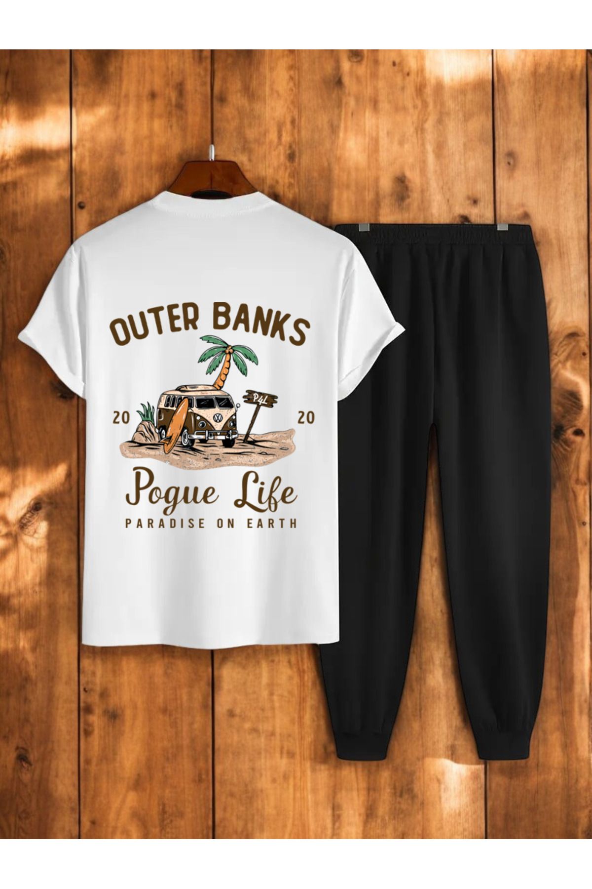 uyguntarz Unisex Outer Banks Tasarım Basklı Tshirt Eşofman Takımı