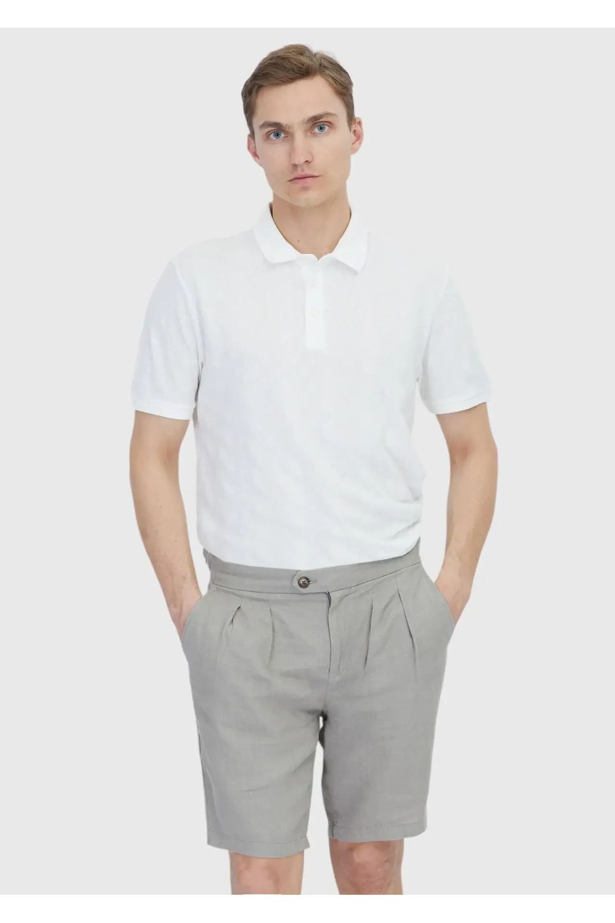 Ramsey Beyaz Düz Polo Yaka %100 Pamuk T-Shirt