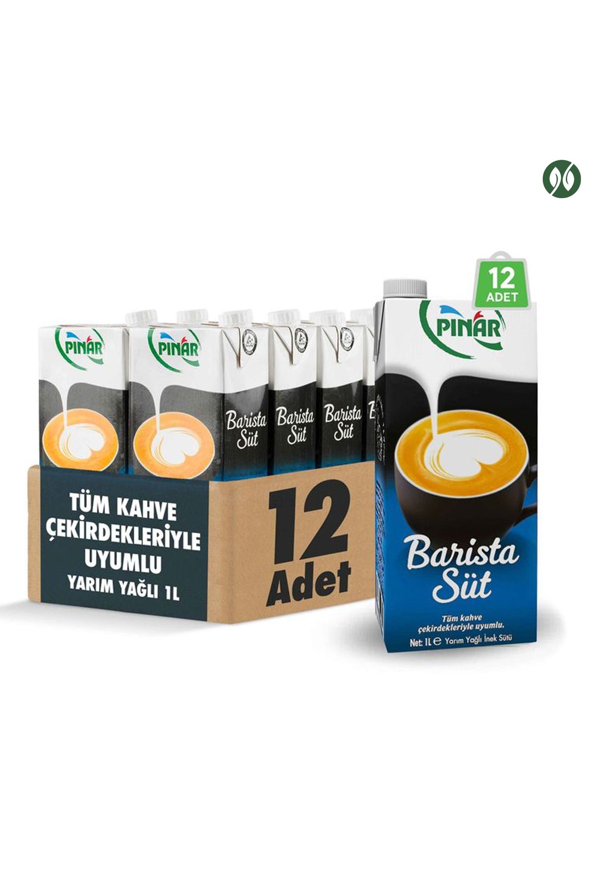 Pınar Barista Yarım Yağlı İnek Sütü 1 lt X 12 Adet – Köpürt, Dök, Şovunu Yap!
