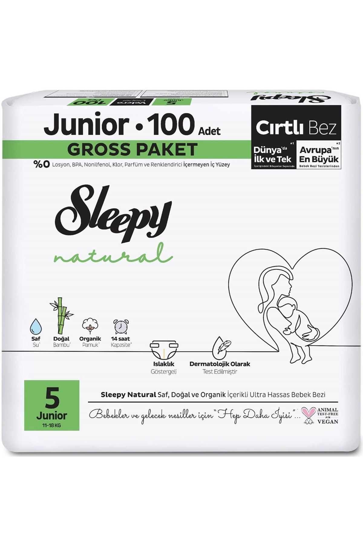 Sleepy Bebek Bezi Natural Beden:5 (11-18KG) Junior 78 Adet Ultra Pk