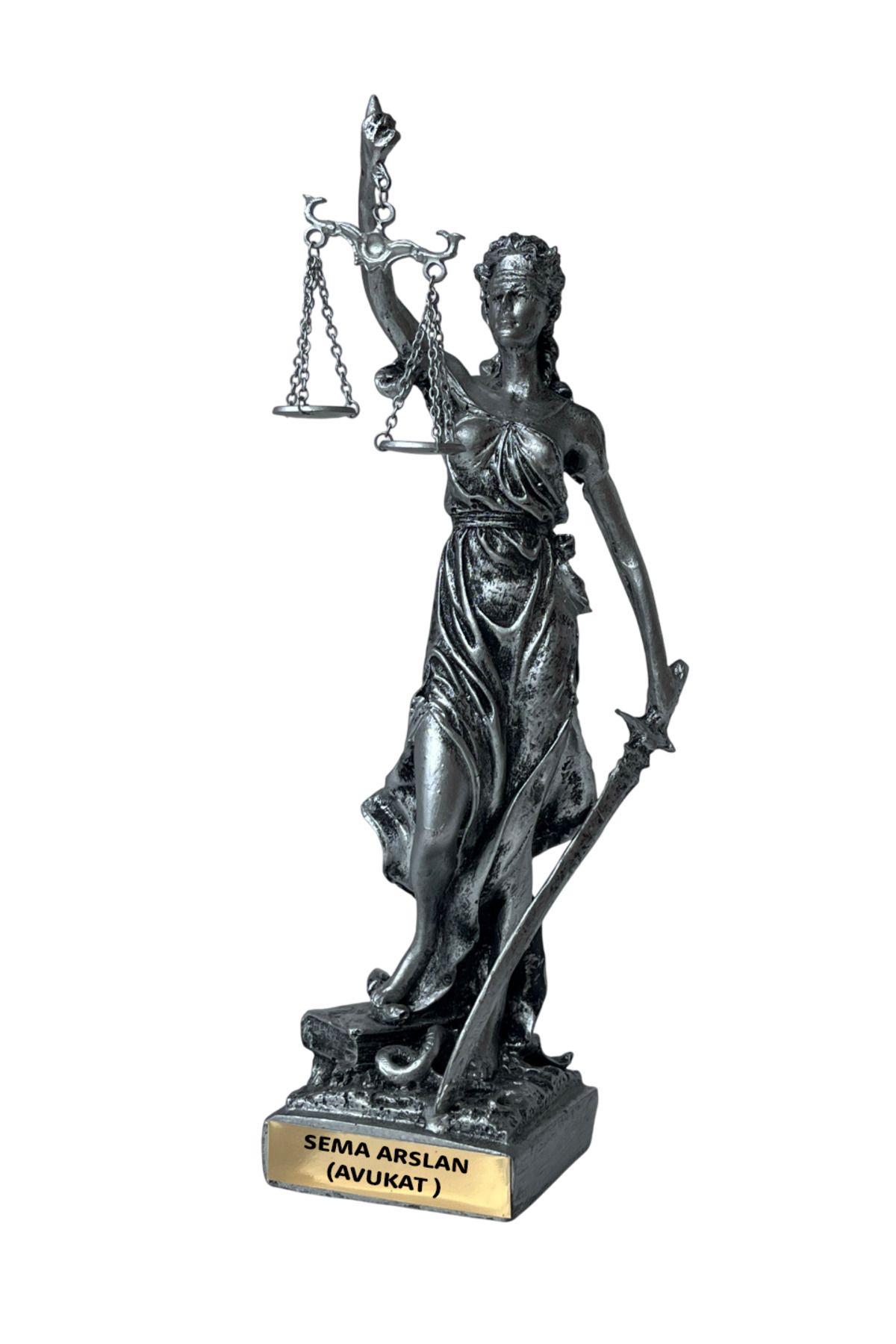 Teknookul Adalet Heykeli | Themis Figürlü Kişiye Özel Hukuk Hediyesi – Avukat, Hâkim, Savcı Hediyelik Biblo