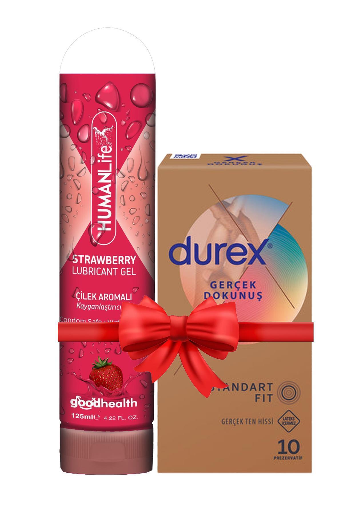 Durex Seddar Collection Gerçek Dokunuş Ultra Kaygan Prezervatif 10'lu + HumanLife 125 ml Çilek Aroma