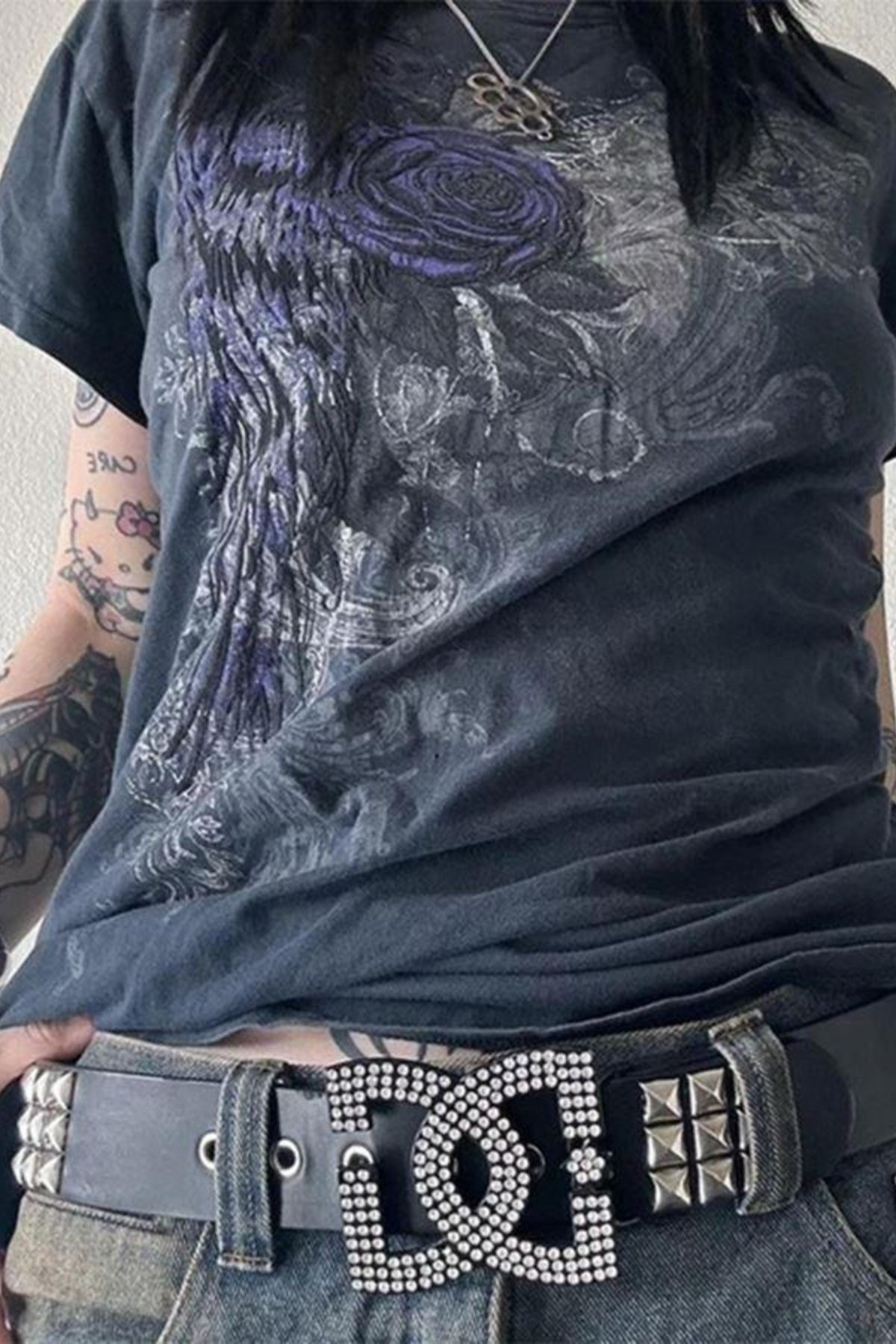 Chirkef Unisex Antrasit Regular 100% Pamuk Kumaş Baskılı Bisiklet Yaka Sokak Stili T-Shirt y2k Grunge