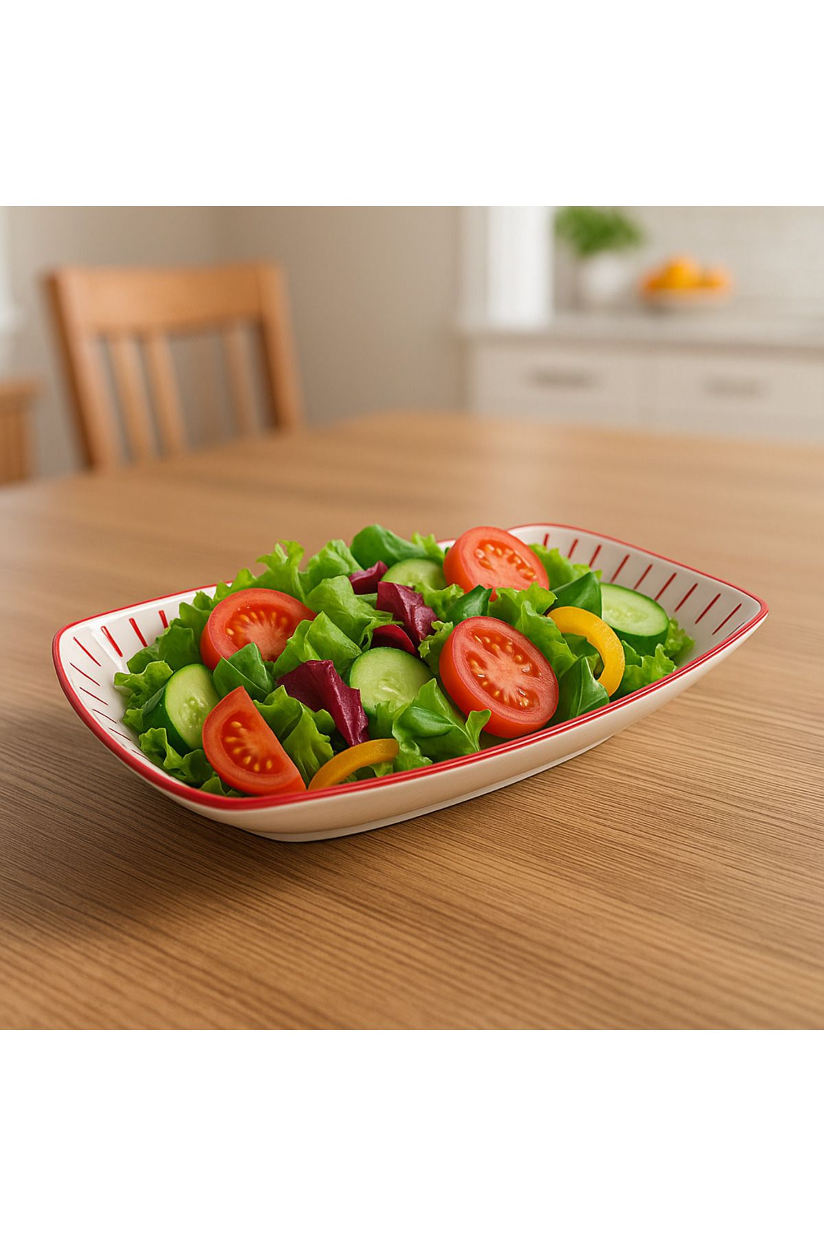 RGS ÇİNİ RGS Seramik 30 cm Damla Desen Siyah Beyaz Salata Kasesi