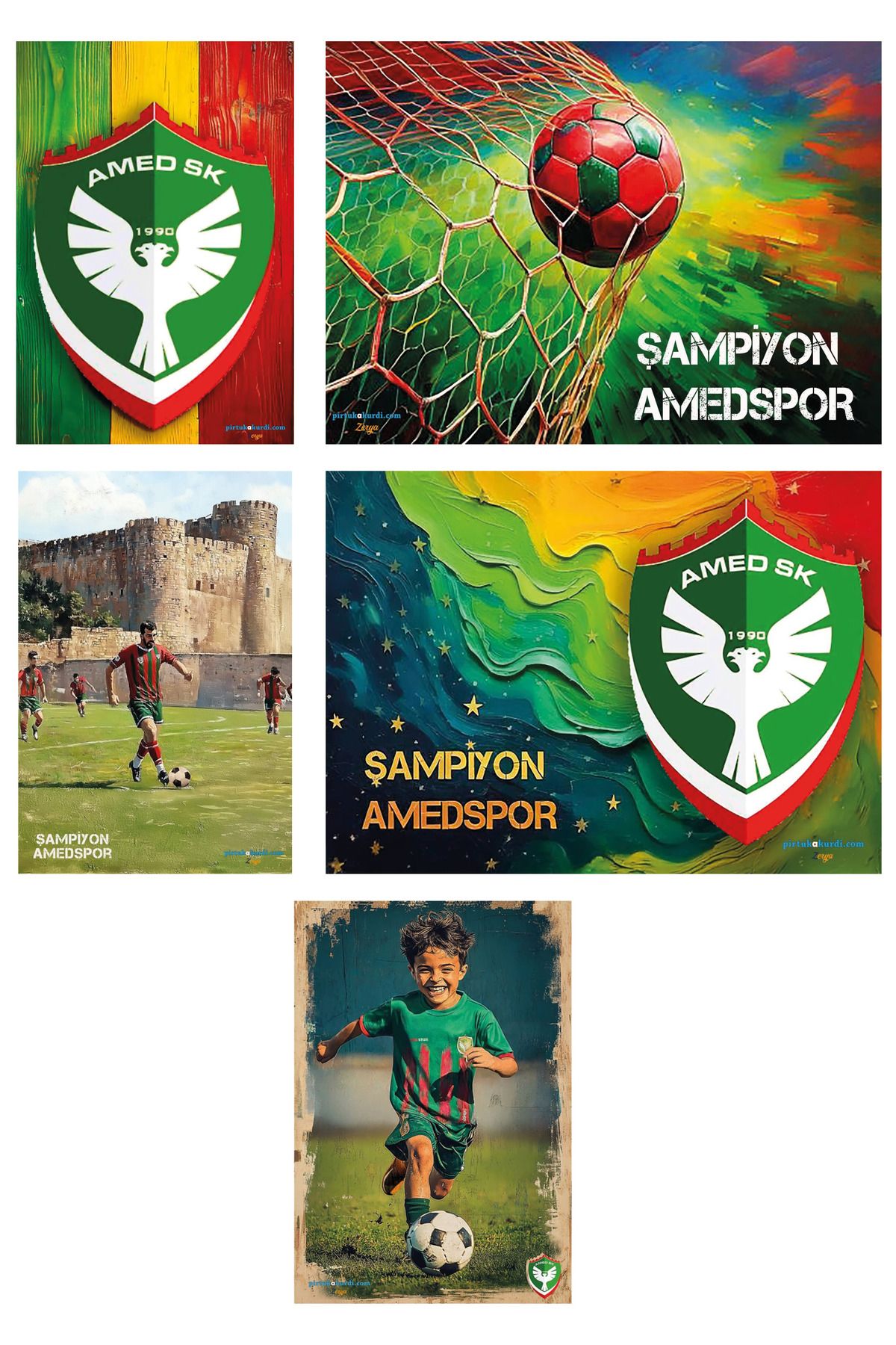 ZERYA AMEDSPOR POSTER SETİ - Amed Spor Posterleri - 5 POSTER (EBAT 32X47 - ÇERÇEVESİZ)