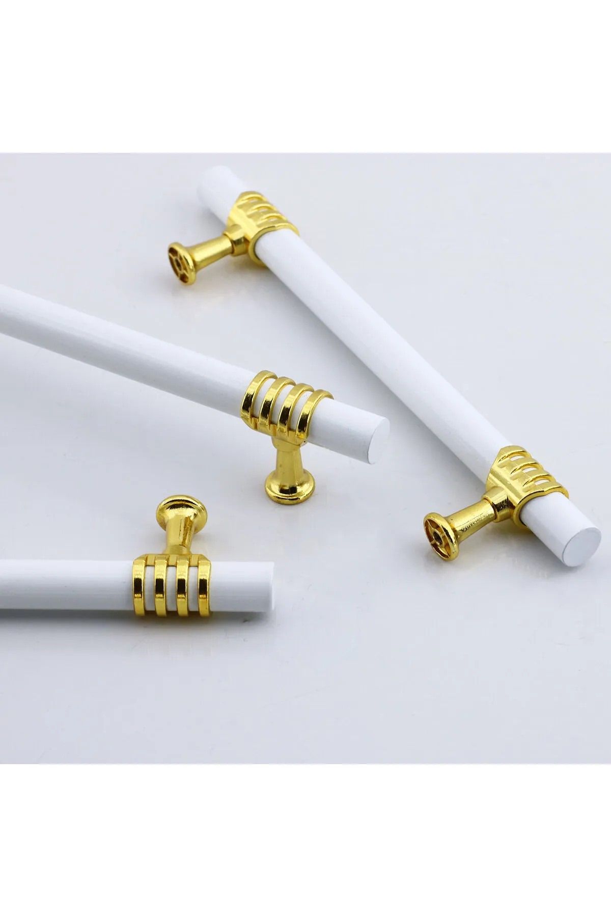NUBLADO-Furniture Kitchen Cabinet Drawer Cabinet Handles Cover Handle Handle White Gold 128 mm Metal Handle12.8 Cm. 4