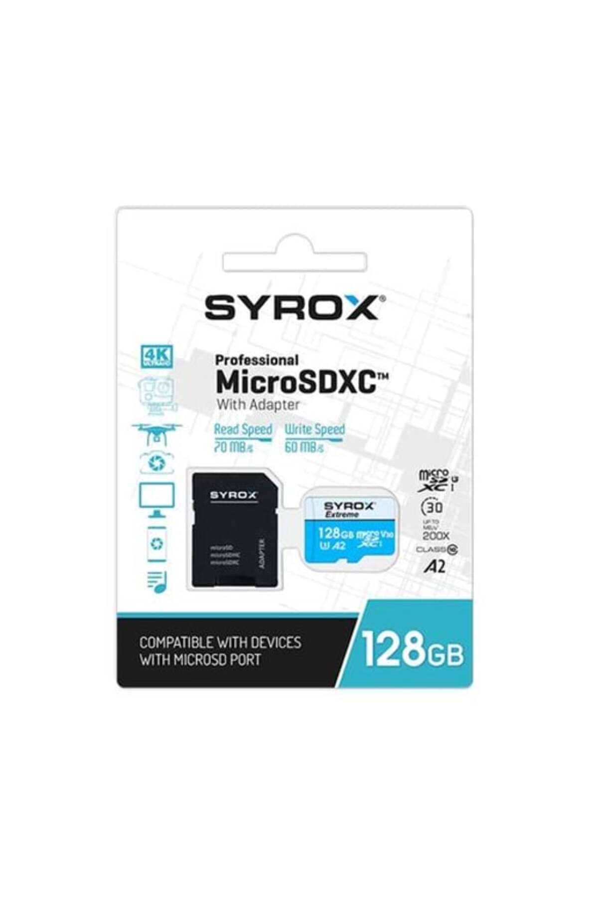 Syrox MicroSDxc 128gb Uyumlu Hafıza Kartı Adaptör Dahil