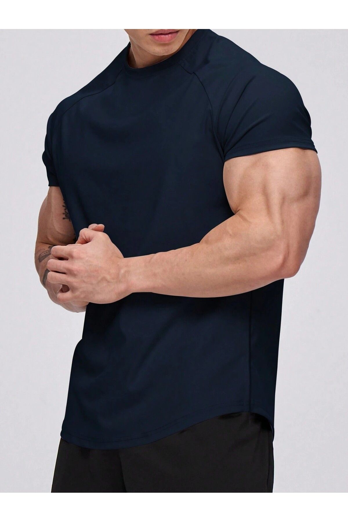 GENIUS STORE Erkek Spor Tişört Running Sports Gym Reglan Oval Kesim Penye T-shirt OVALT-SHİRT