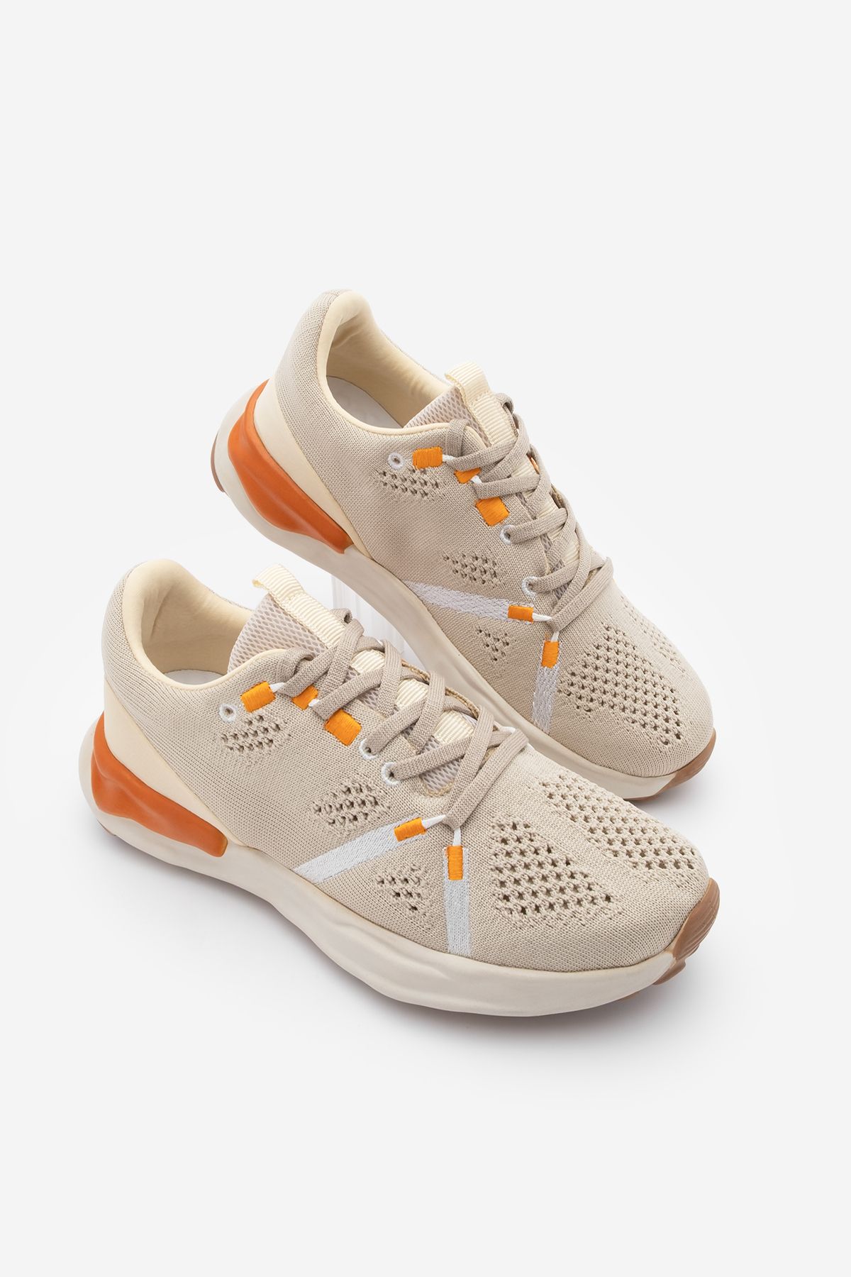 Marjin Kadın Sneaker Örgü Triko Koşu Ve Yürüyüş Spor Ayakkabı Armes Bej