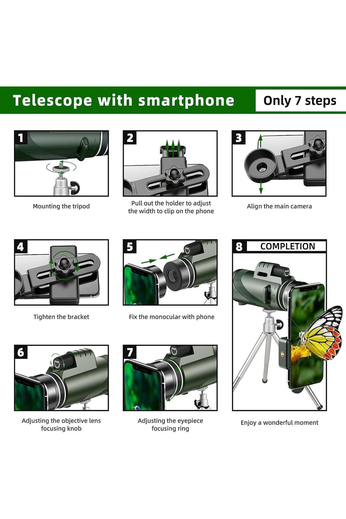fulina-Monocular Telescope,with BAK4 Prism and FMC Lens,with Smartphone Holder and Tripod,for Bird Watching 5