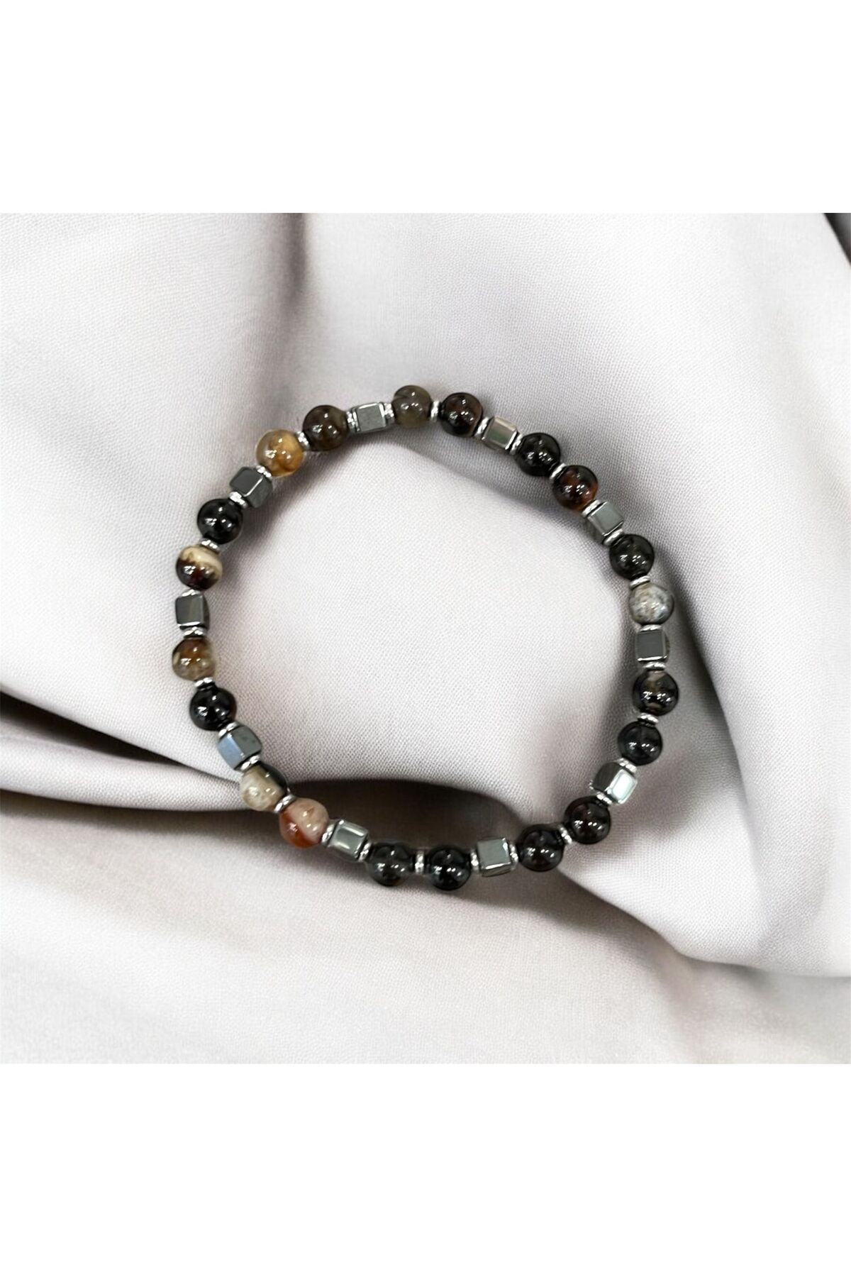 AURA STONE Koyu Renkli Akik Hematitli 6mm Doğaltaş Bileklik