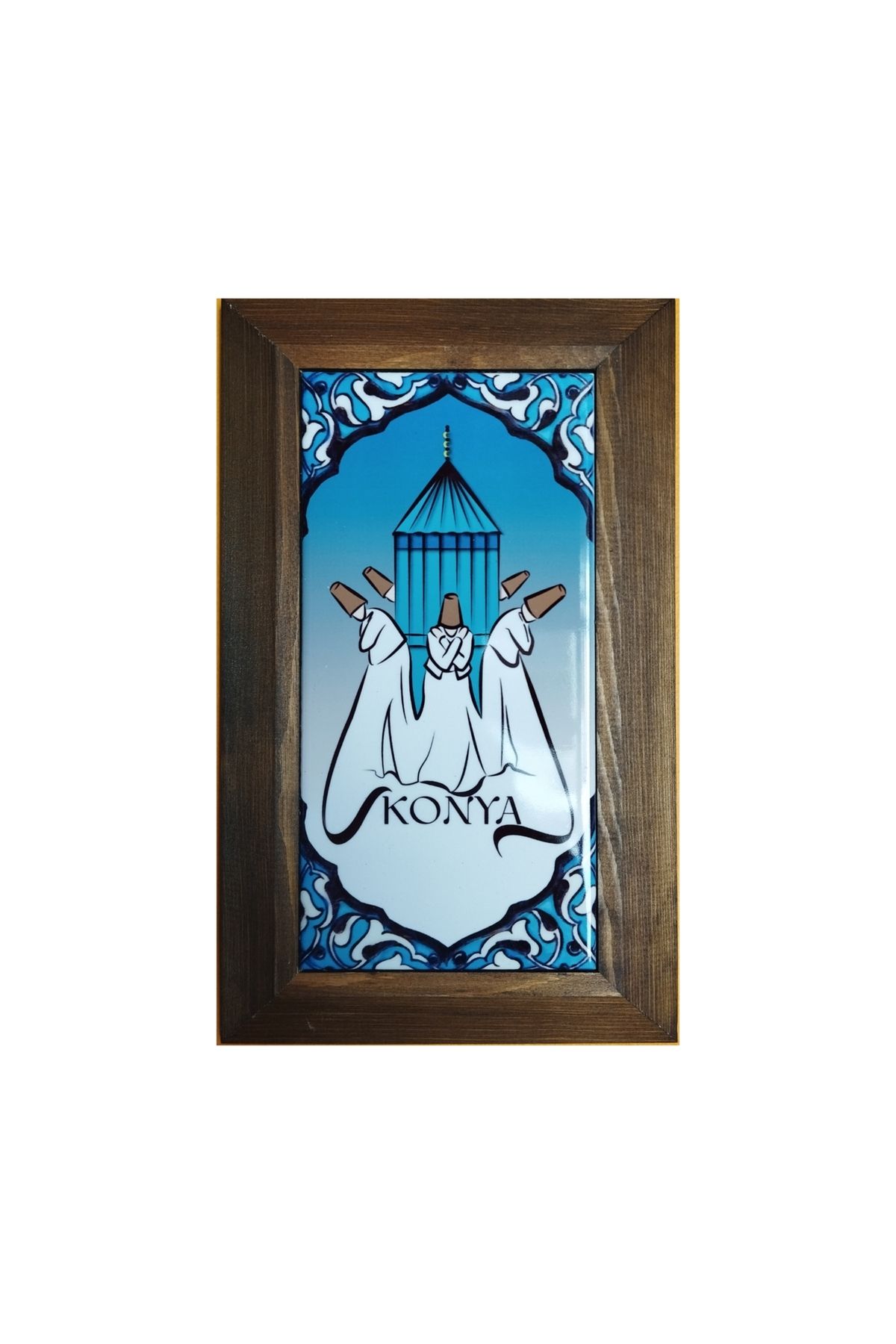 Ats Art Ahşap Çerçeveli Duvar Dekoru 25×16 cm Konya Mevlana Türbesi Semazen Figür