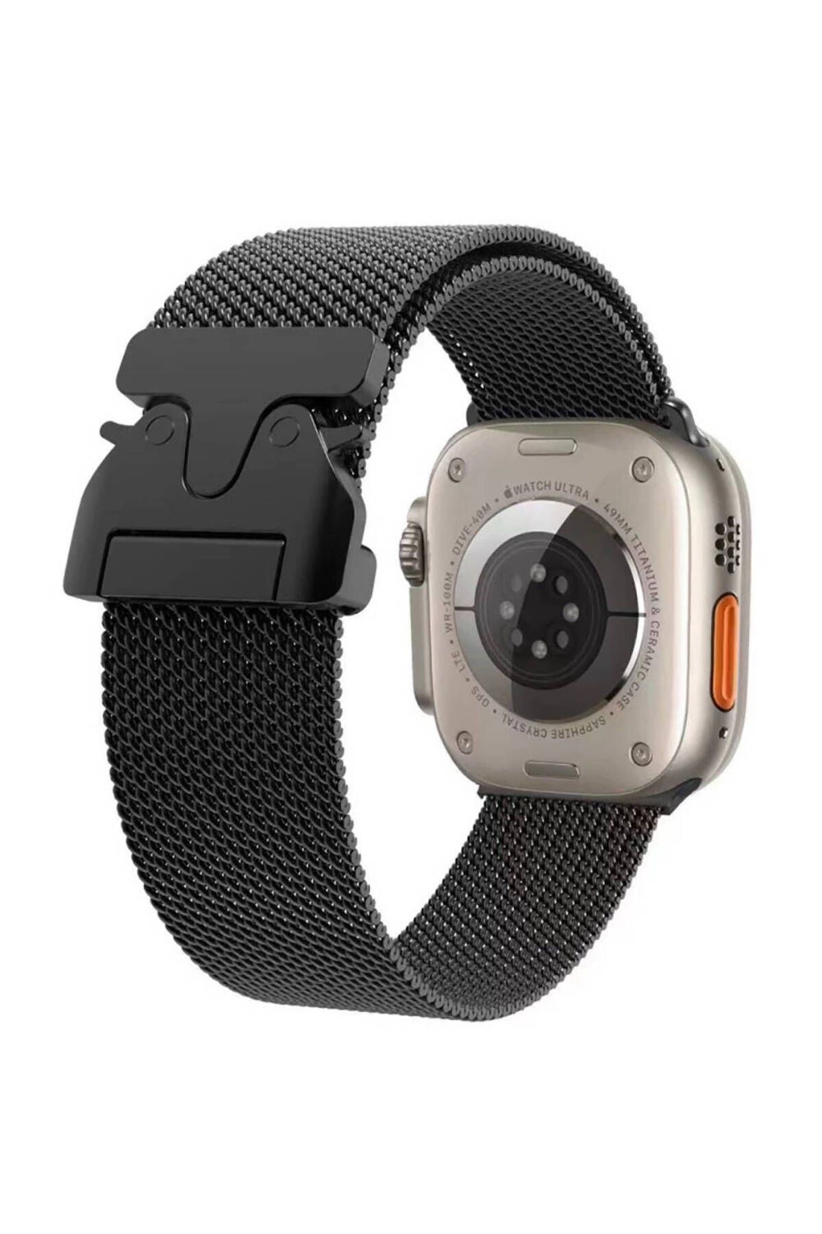 YTSGLOBAL Apple Watch 44mm YTSG KRD-25 Metal Hasır Kordon-Siyah