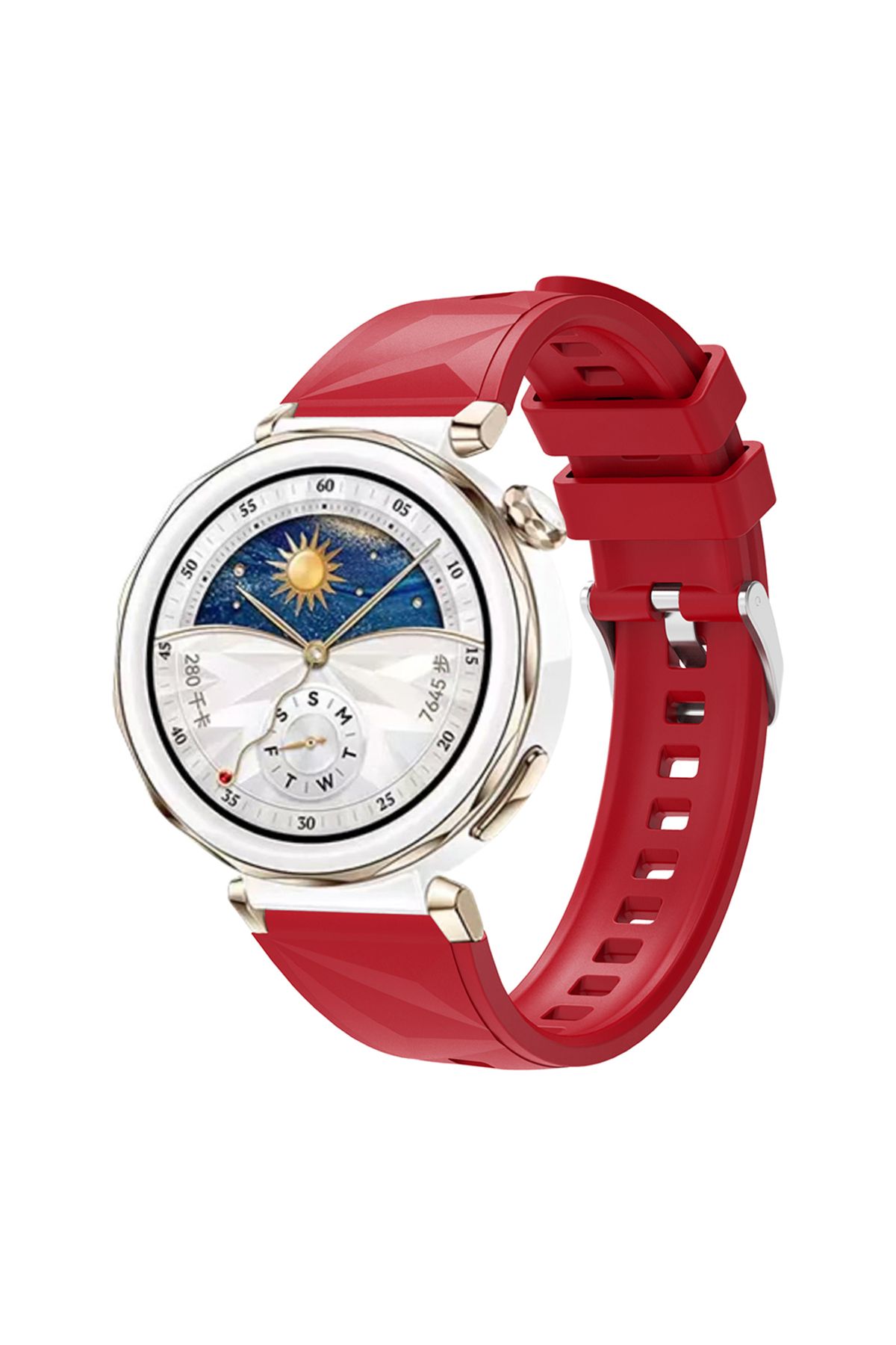 YTSGLOBAL Huawei Watch GT5 Pro 42mm Uyumlu YTSG KRD-129 Silikon Kordon Strap Kayış-Kırmızı