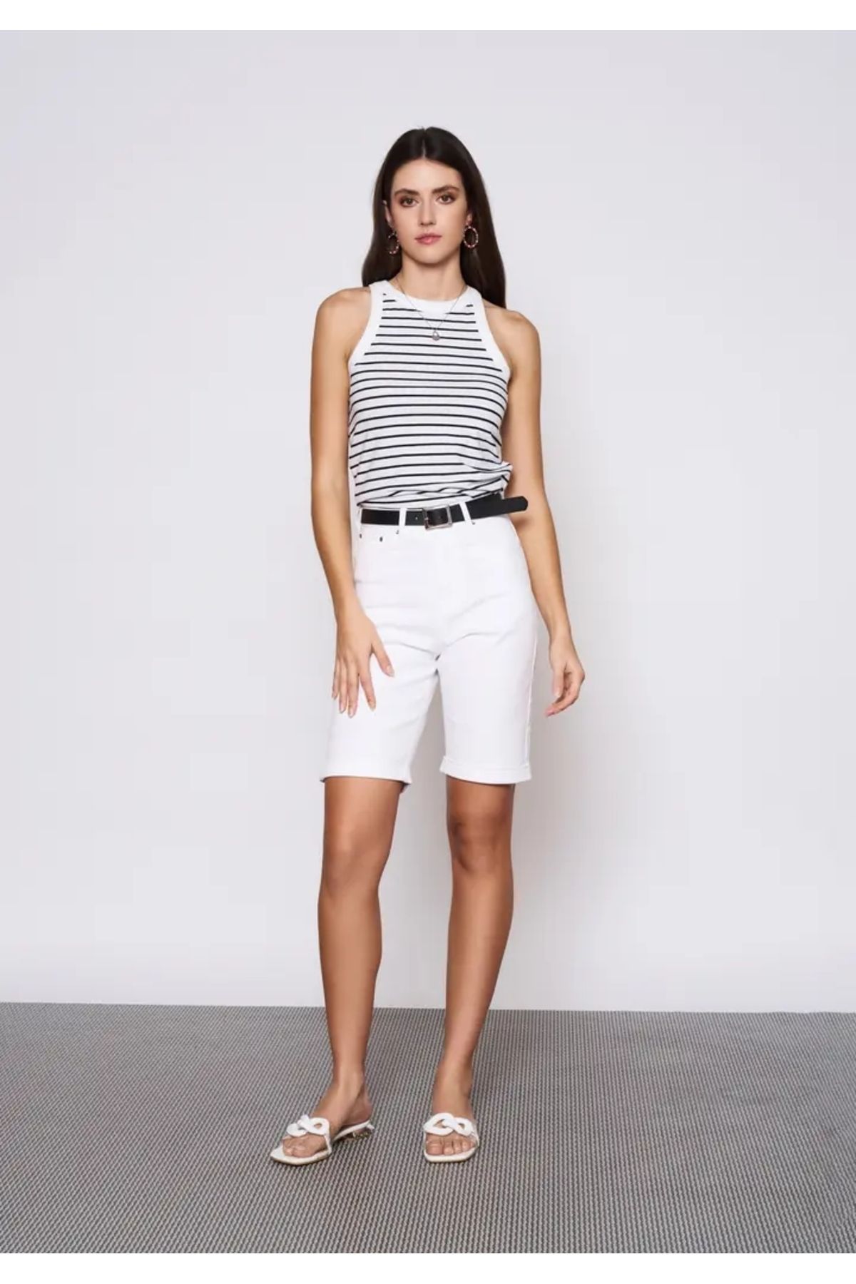 EUROFASHION Beyaz Denim Şort