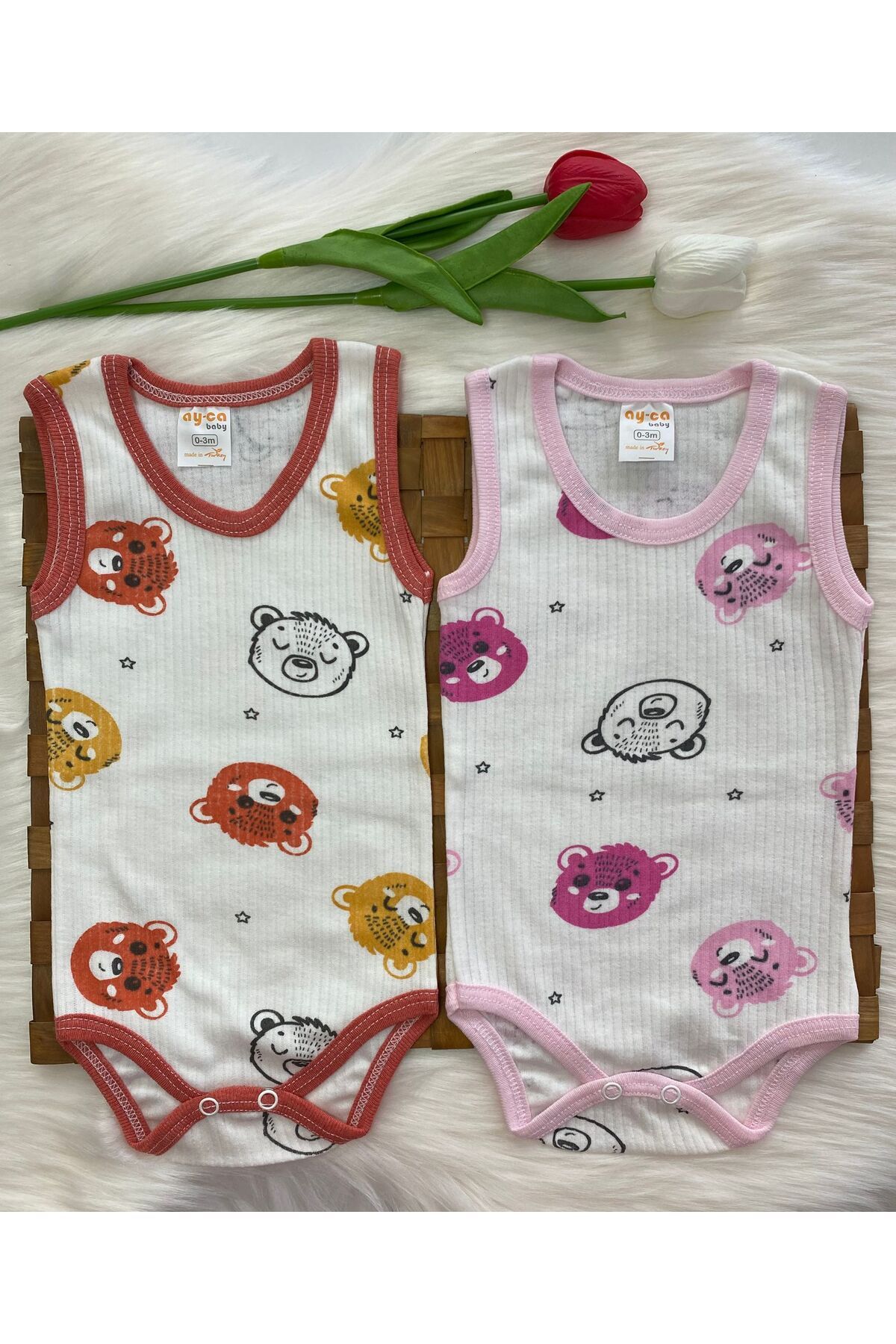 BİGÜMEX Fitilli Kalın Askılı Çıtçıtlı 2'Lİ Bebek Body&Zıbın