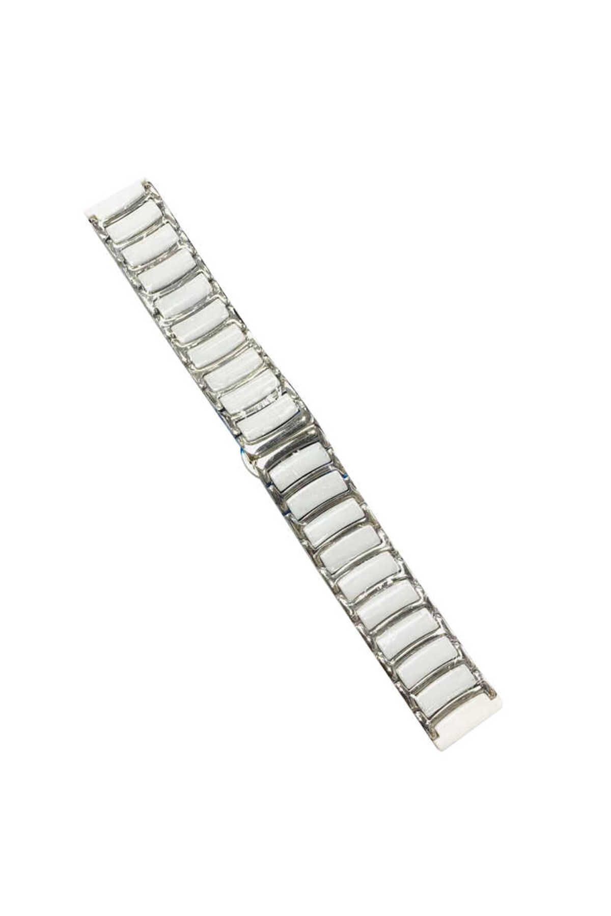 YTSGLOBAL Gear S2 (20mm) Seramik Metal YTSG Kordon-Beyaz-Gümüş