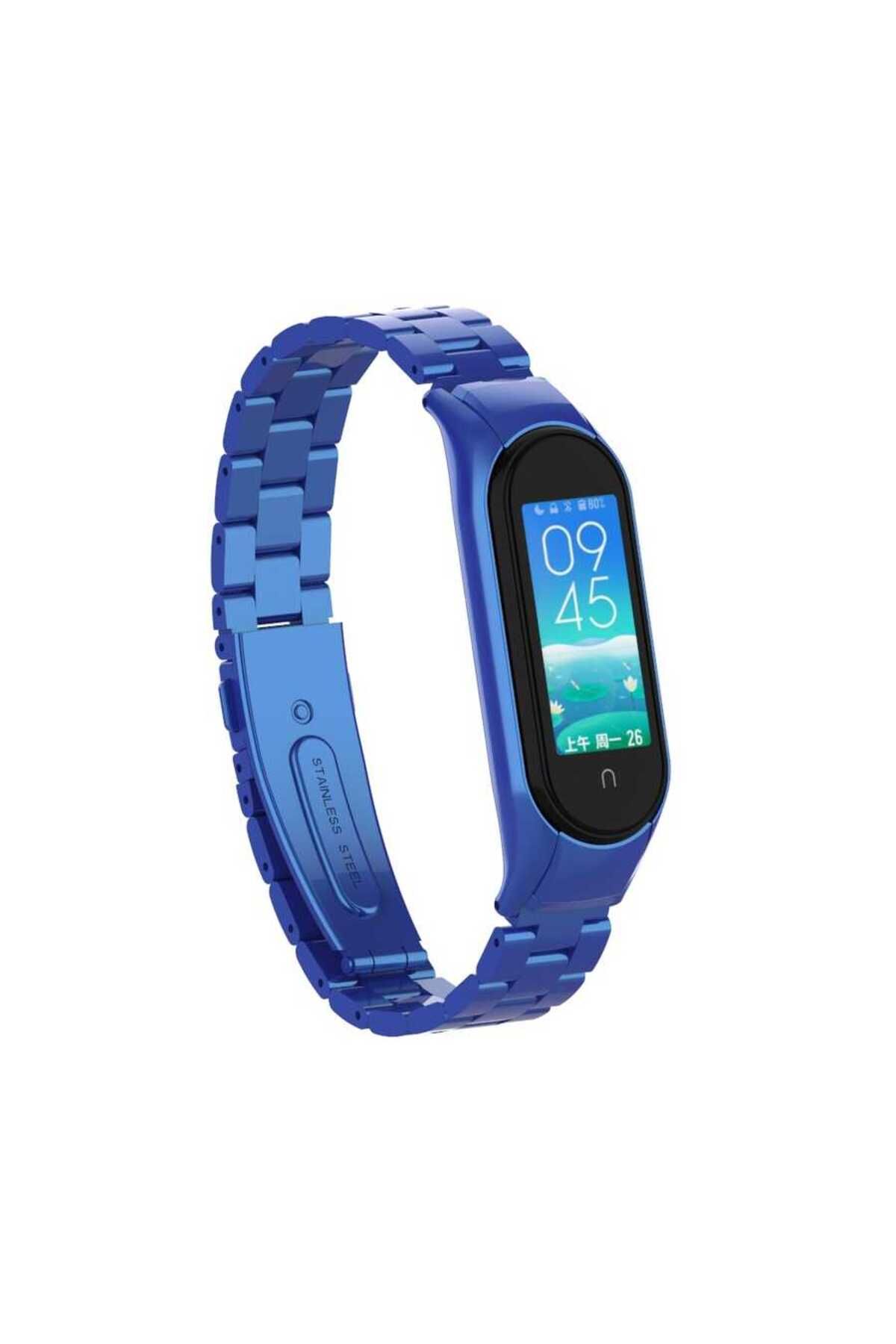 YTSGLOBAL Xiaomi Mi Band 6 Uyumlu KRD-04 Metal YTSG Kordon-Lacivert
