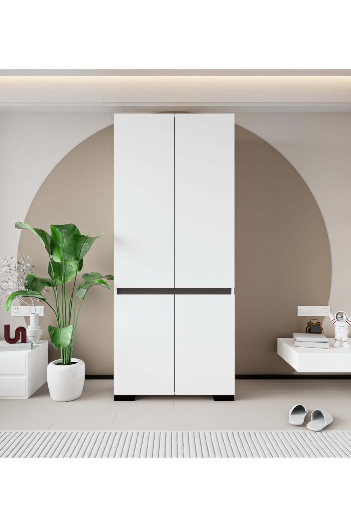 VM VERTEX MOBİLYA FLORANSA 4 KAPILI FLR-IRF BEYAZ- ANTRASİT GARDIROP