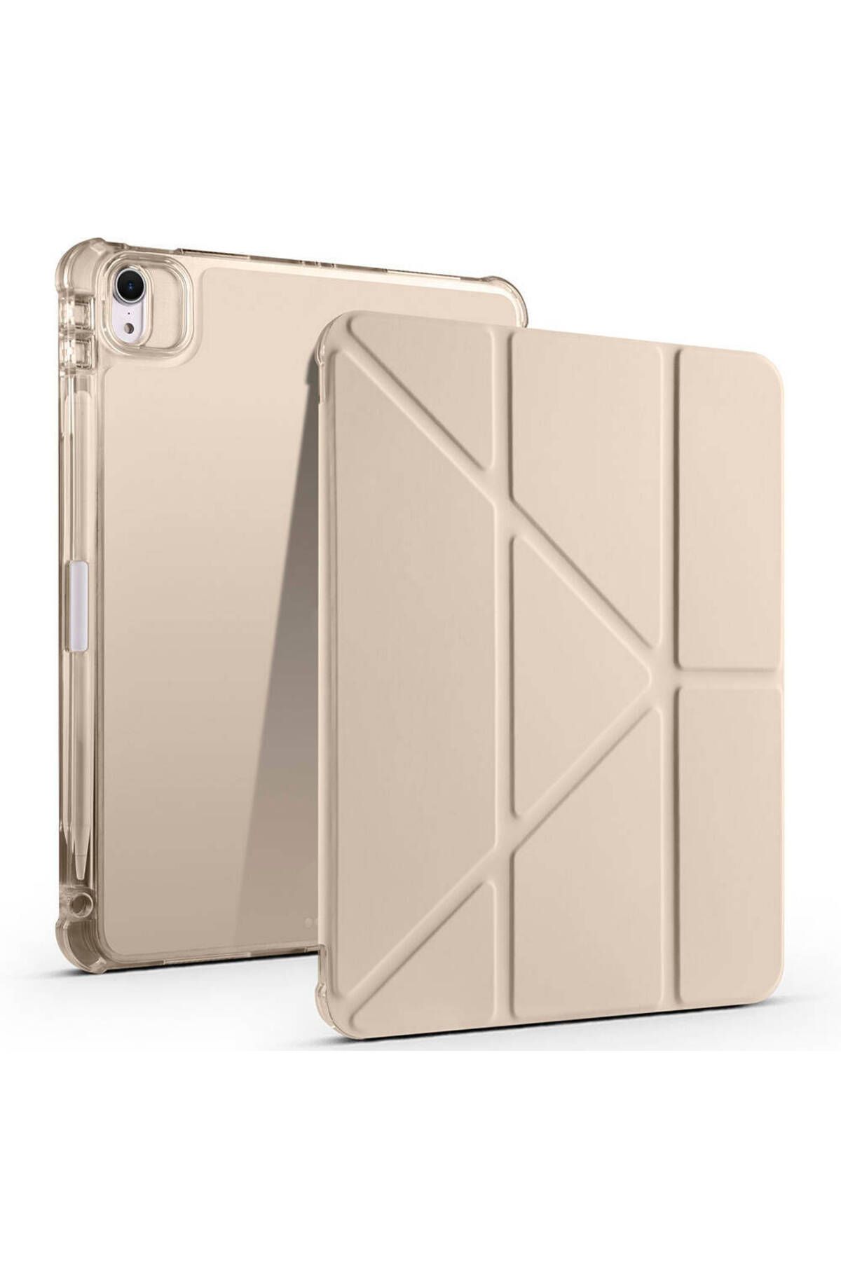 YTSGLOBAL iPad Air 11 2025 M3 Kılıf YTSG Tri Folding Kalem Bölmeli Standlı Kılıf - Gold