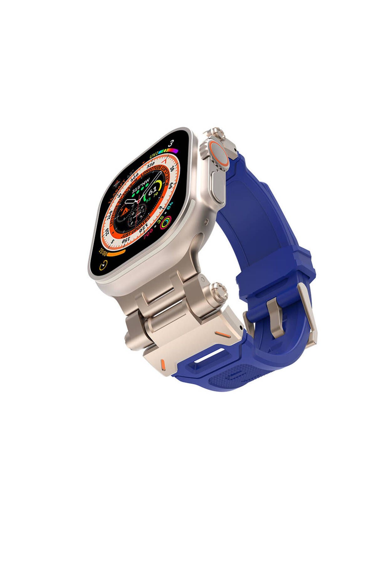 YTSGLOBAL Watch 44mm YTSG- KRD-108 Metal Başlıklı Silikon Kordon-Starlight-Mavi