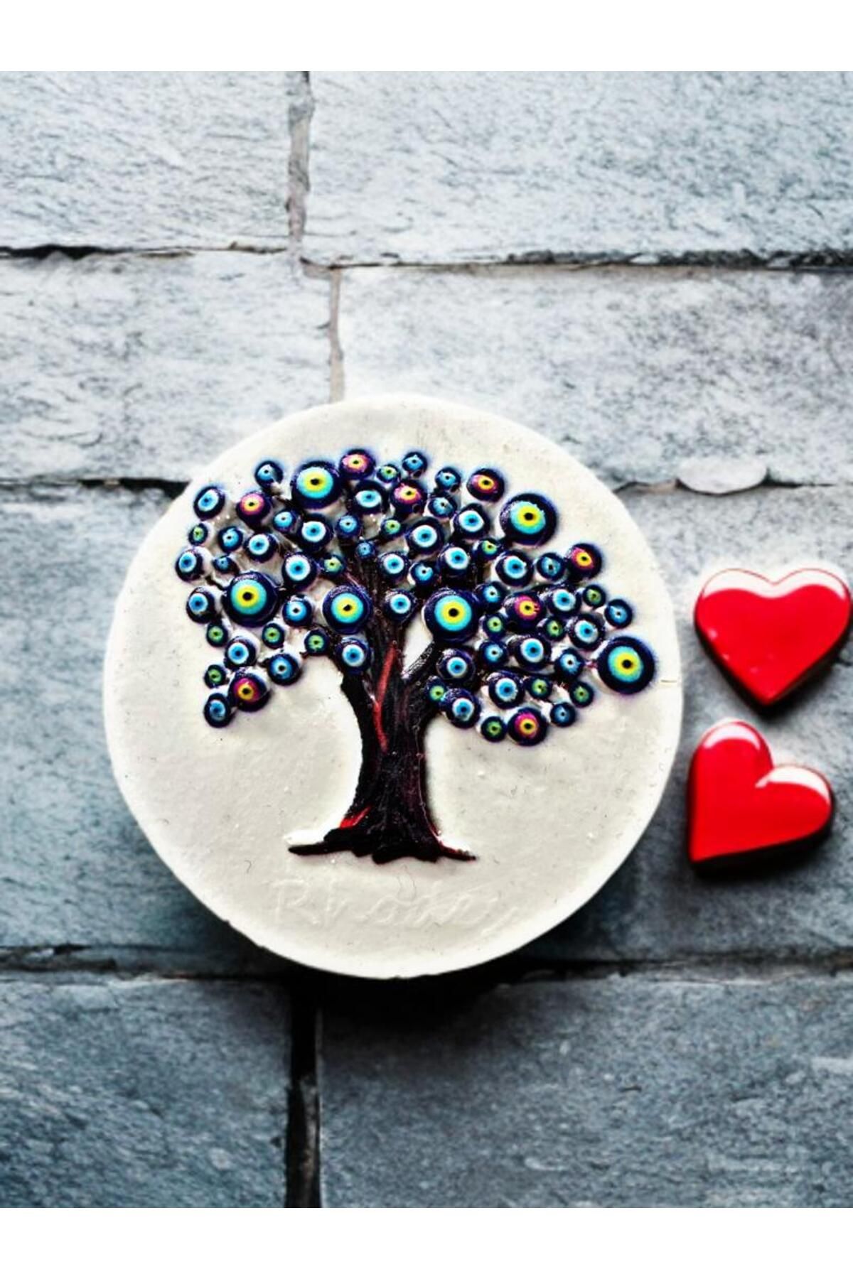 Home 6,5 - 7 cm Çap Polyester Magnet. Nazar Ağacı Detaylı. Güçlü Mıknatıs.