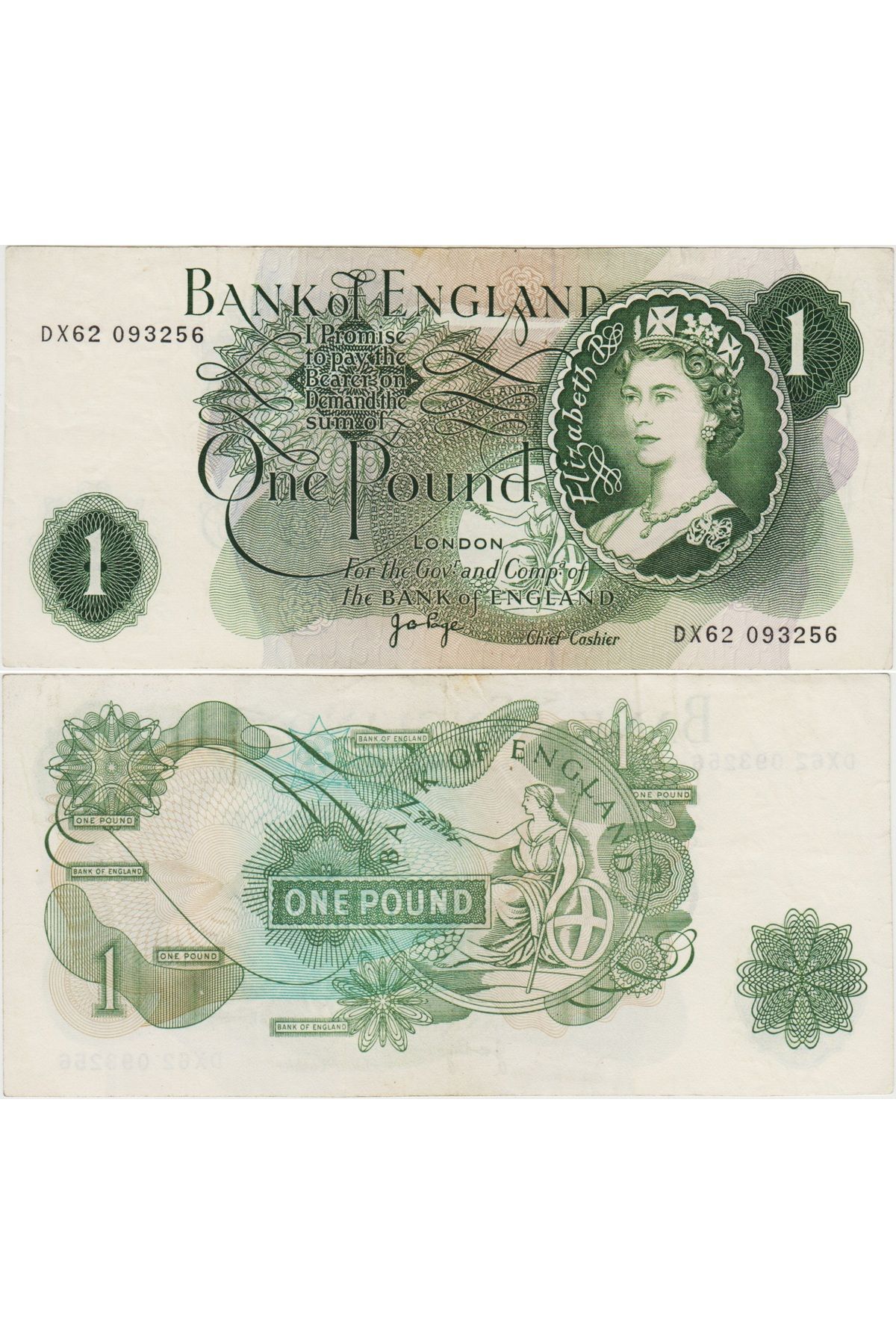 Banknoting BİRLEŞİK KRALLIK 1 POUND 1970-1978 pick 374g. KRALİÇE II. ELİZABETH. ÇOK ÇOK TEMİZ+ KONDİSYON.