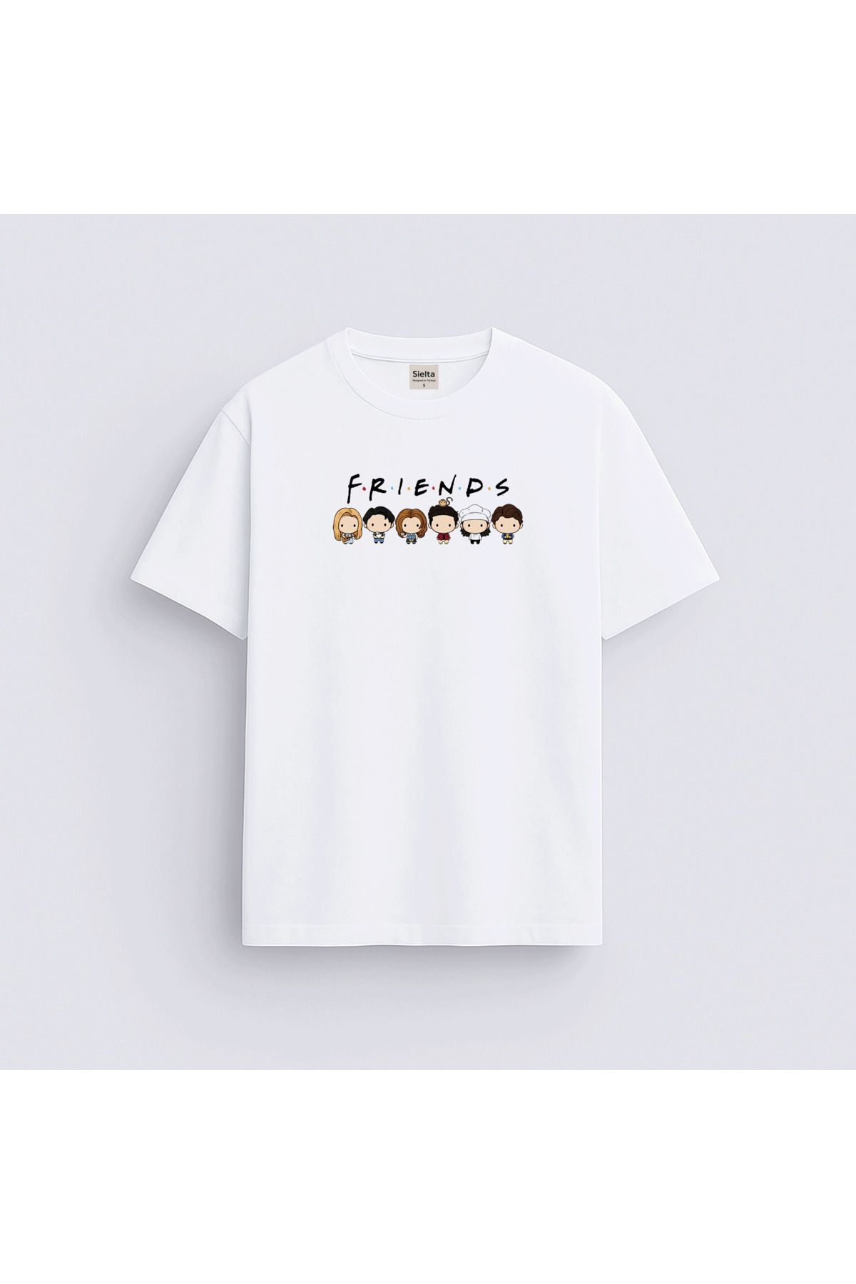 sielta Friends Dizi Karakterler Baskılı Unisex Kadın Erkek Bisiklet Yaka T-shirt Tişört