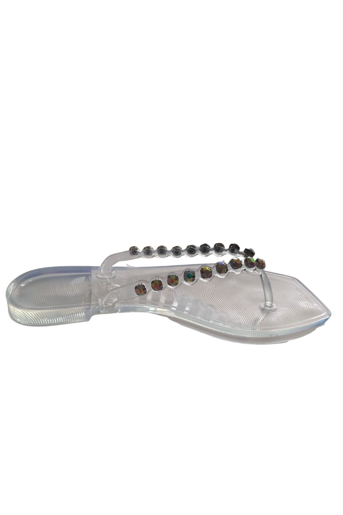 Enodia J-9002-1 MONTE ŞEFFAF JELLY PARMAK ARASI TAŞLI SANDALET