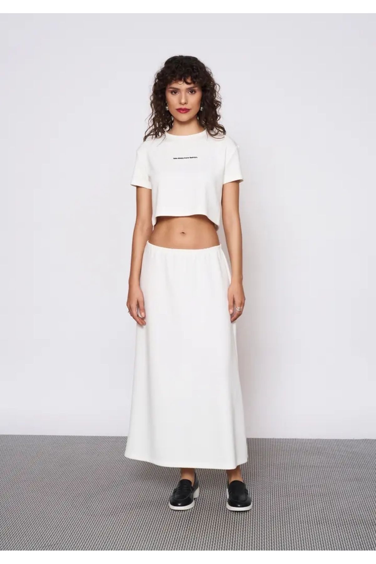 EUROFASHION Krem Crop Etek Takım