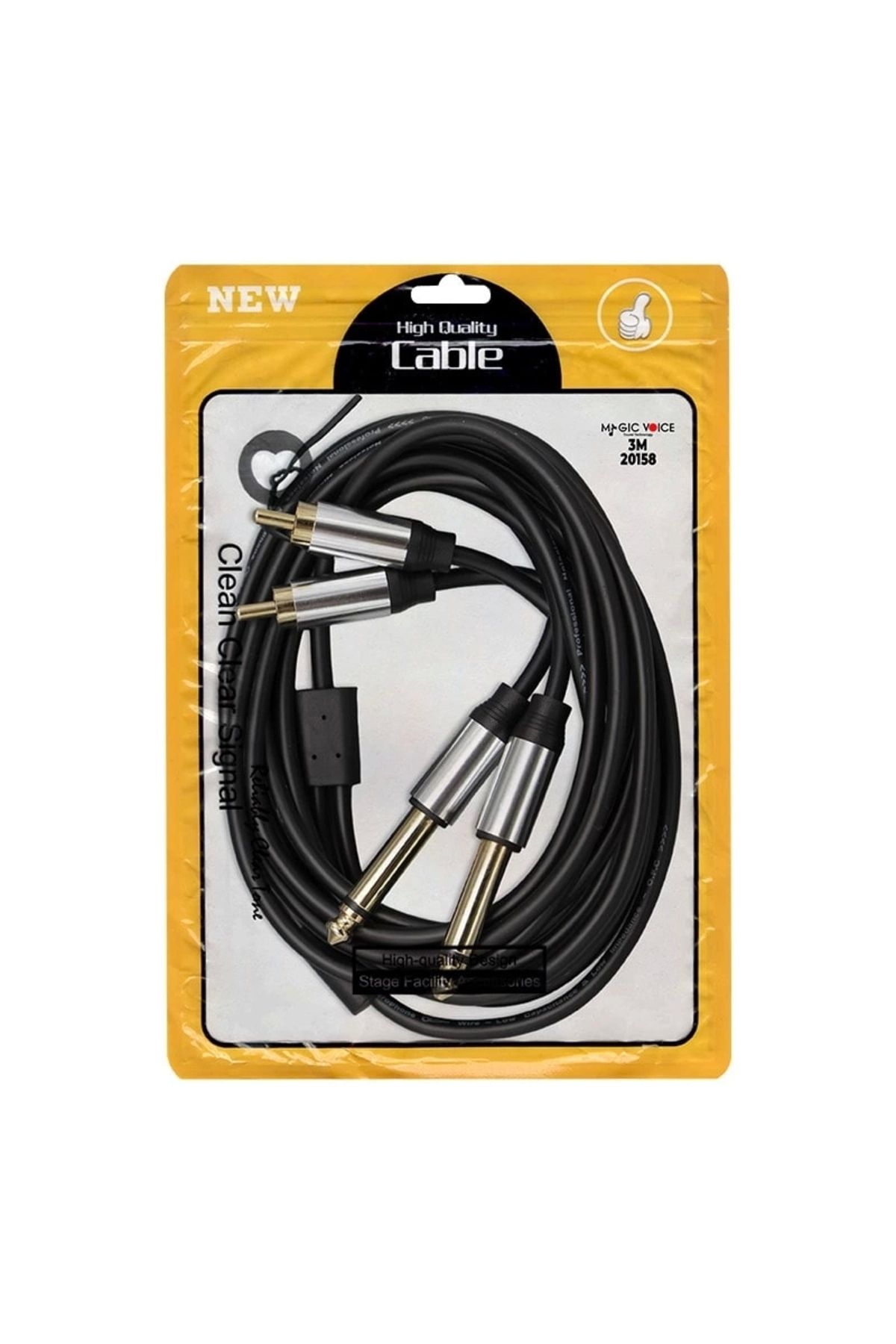 İnnMerry LD398 2X 6.3MM MONO ERKEK + 2X RCA ERKEK 3 METRE KABLO (5047)