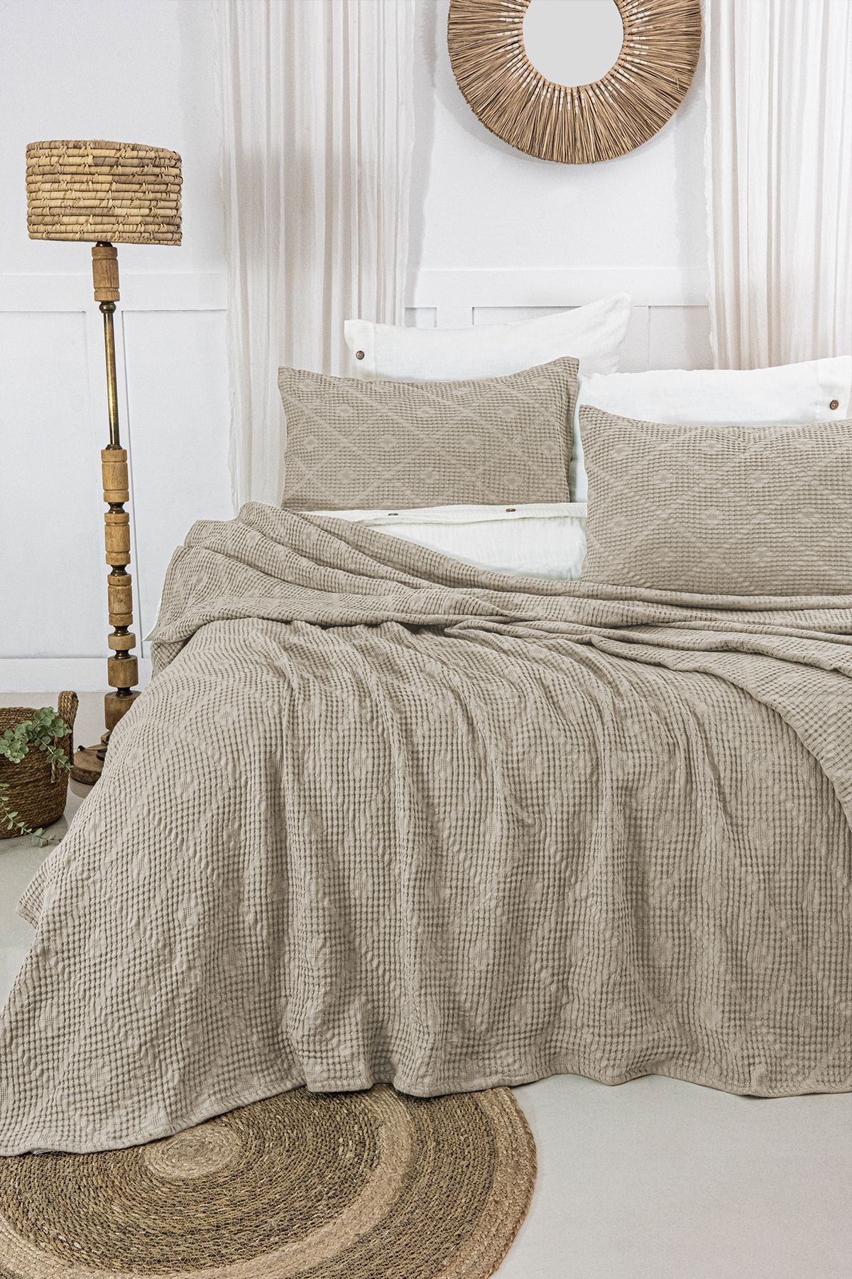 SOFTKİSS SALSA ÇİFT KİŞİLİK YATAK ÖRTÜSÜ 240x260 Cm.BEJ