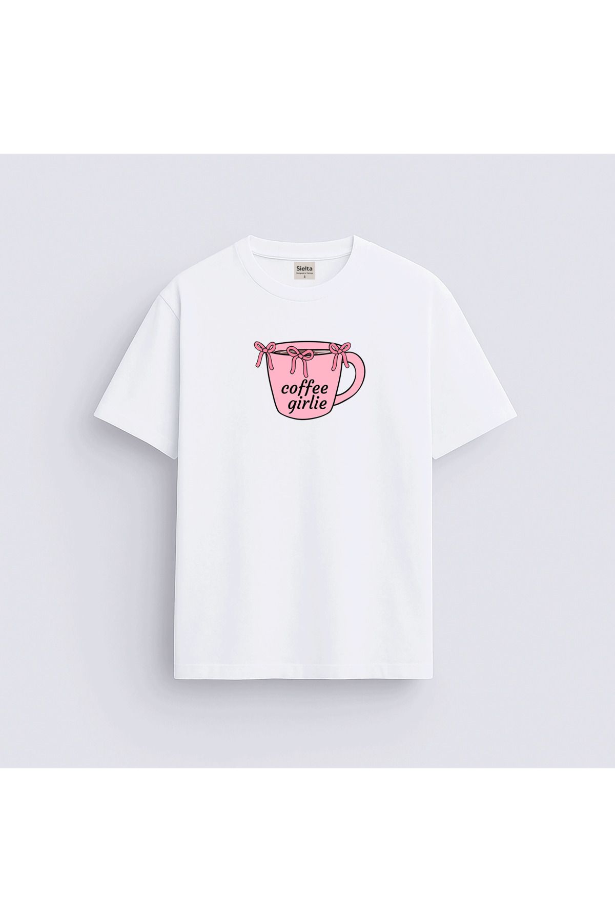 sielta Coffee Girl Kahve Kızı Baskılı Unisex Kadın Erkek Bisiklet Yaka T-shirt Tişört