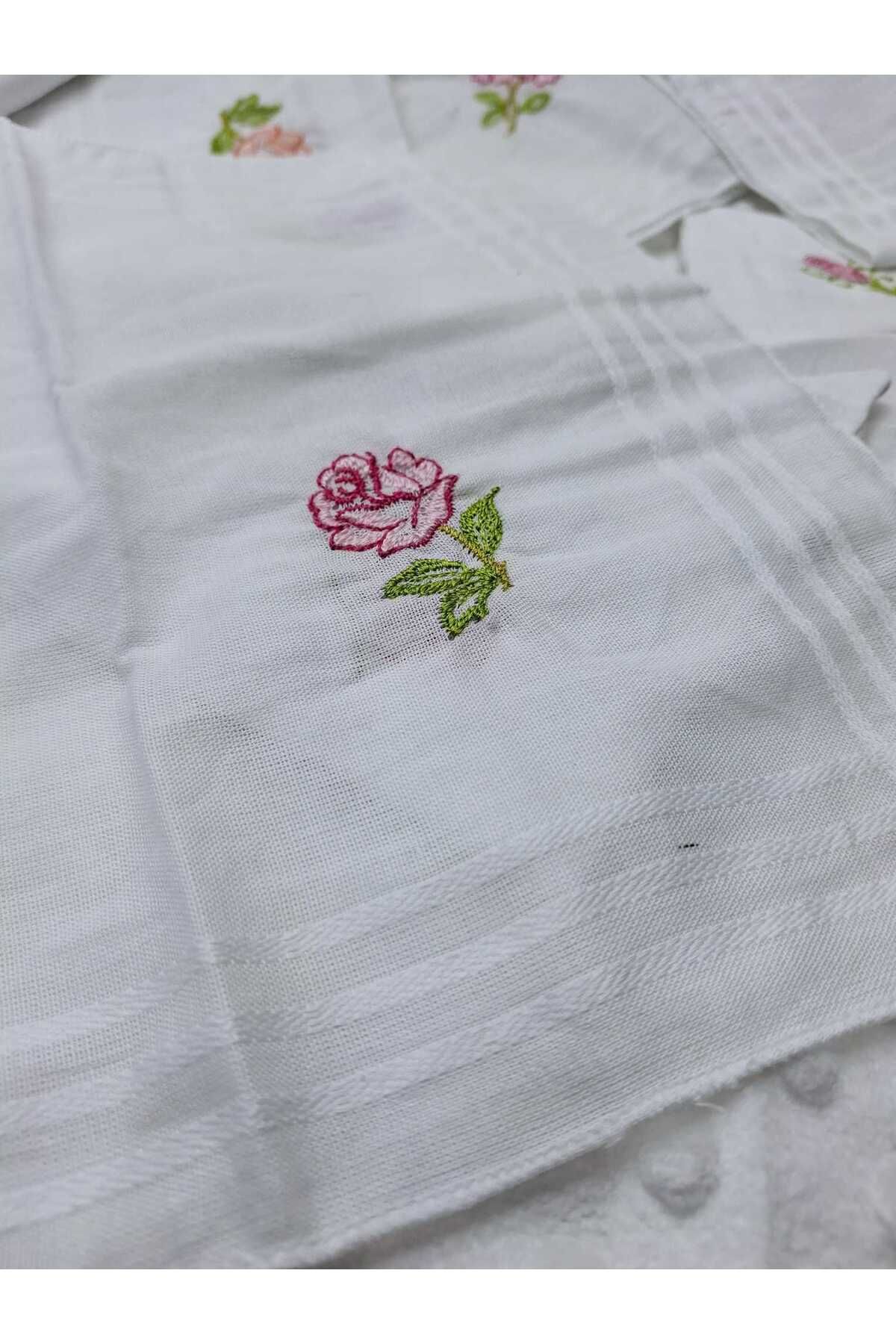 BERKAY-Berkaysun 6 Pieces Cotton Embroidered Handkerchiefs 27 X 27 cm 4