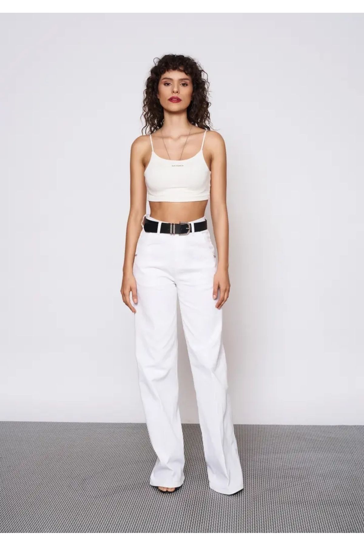 EUROFASHION Beyaz Lisa Denim Pantolon