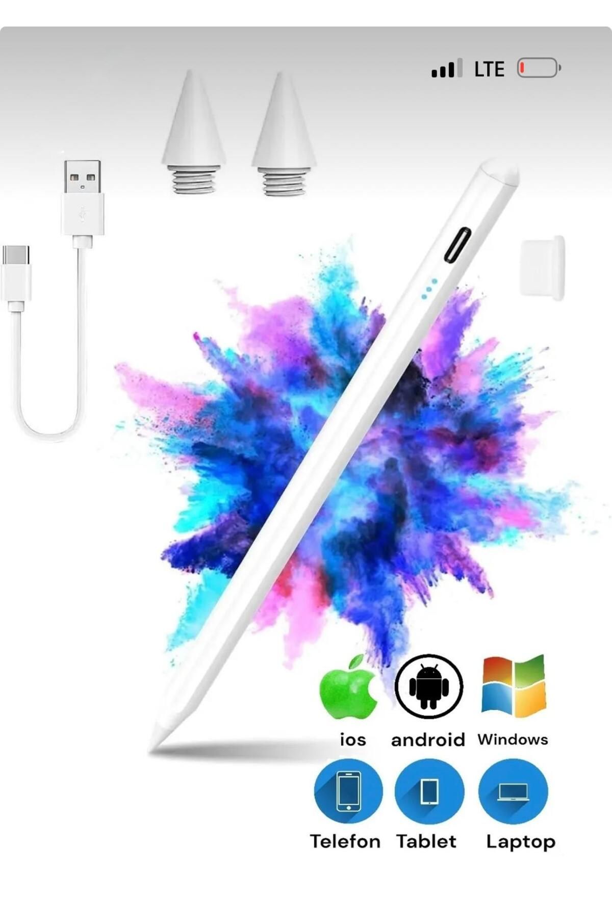 KTR TECH Tüm Dokunmatik Cihazlara -ios/android/windows Uyumlu Tablet Ipad Yazı Çizim Kalemi iki uç Hediye