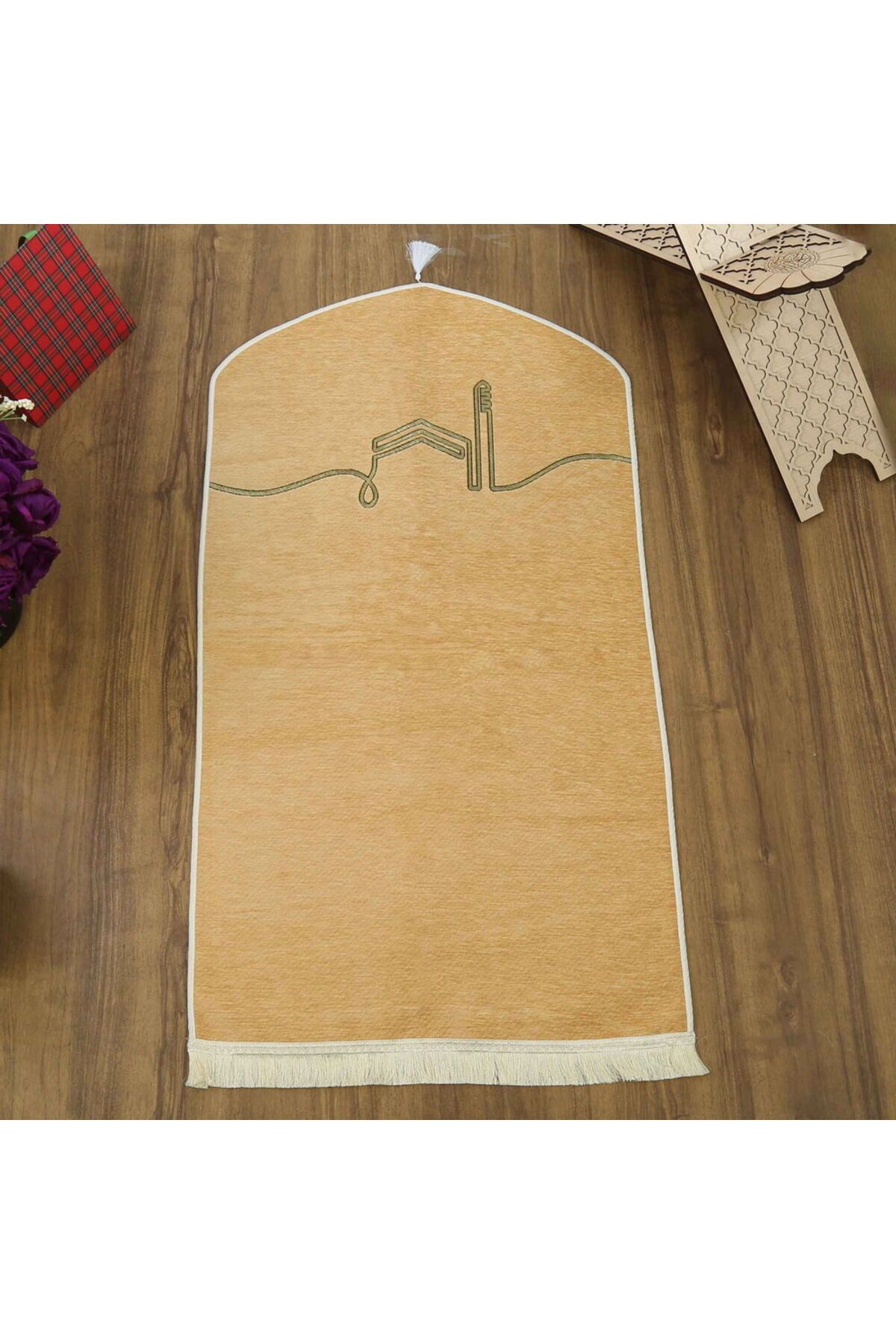 İkranur El Kuba Lüks Astarlı Biyeli Seccade Vizon (66X125cm) 565 gr