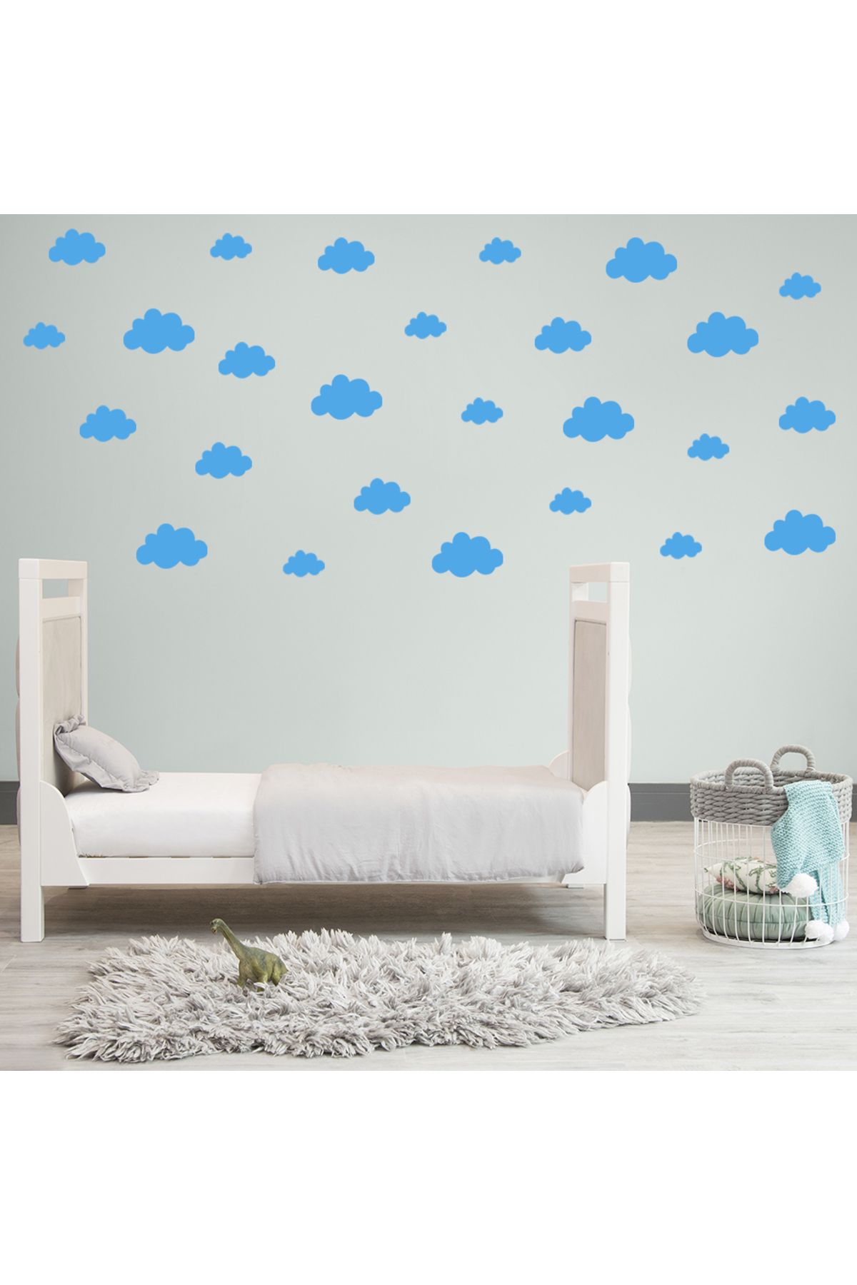 BugyBagy Bebe Mavi Bulut Duvar Sticker 3 - 5,5 - 8,5 - 10cm Karışık Ebatlarda - 100 adet