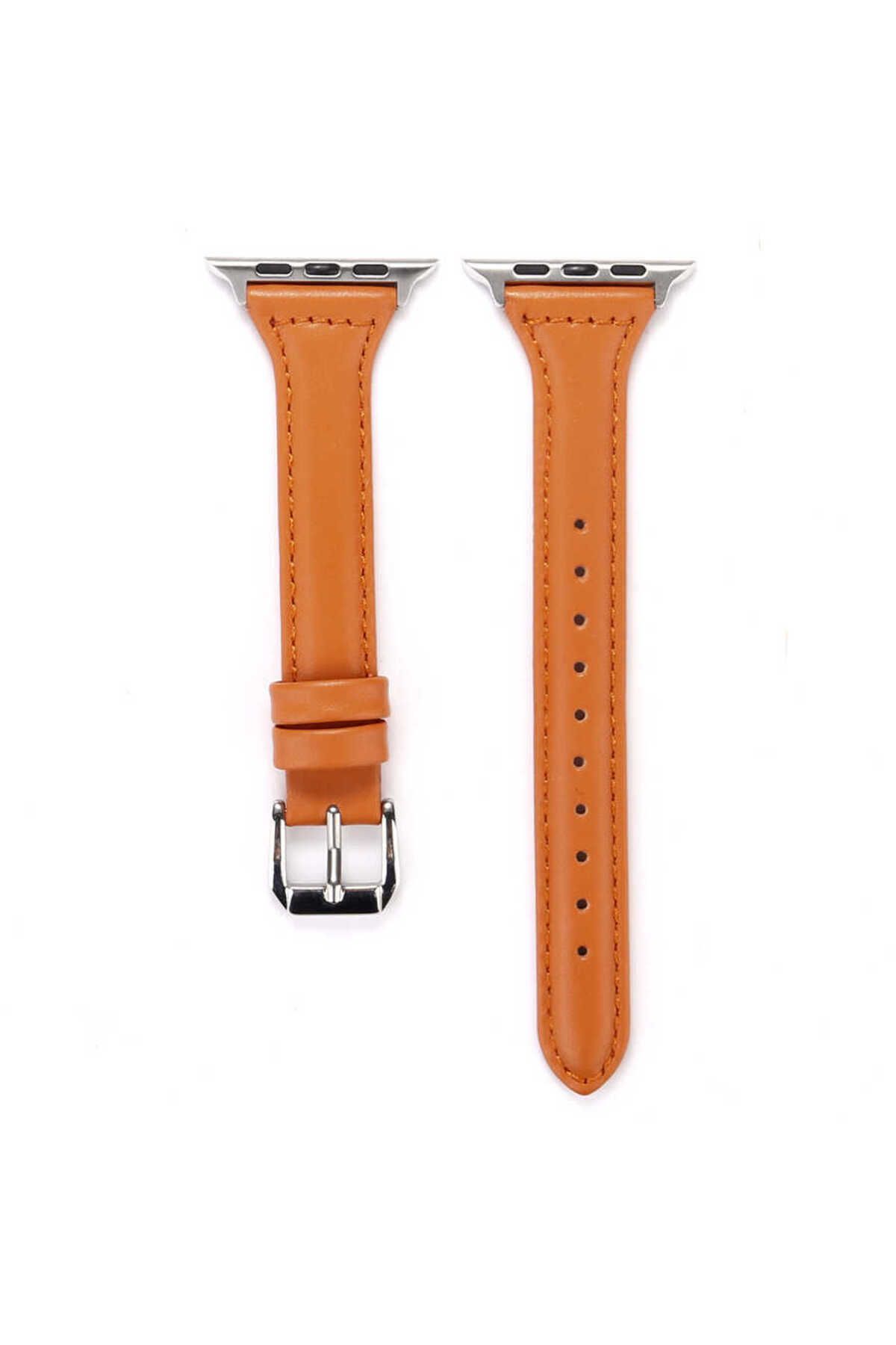 YTSGLOBAL Watch Ultra 49mm Kordon Uyumlu KRD-28 Deri Strap Kayış YTSG- Kahverengi