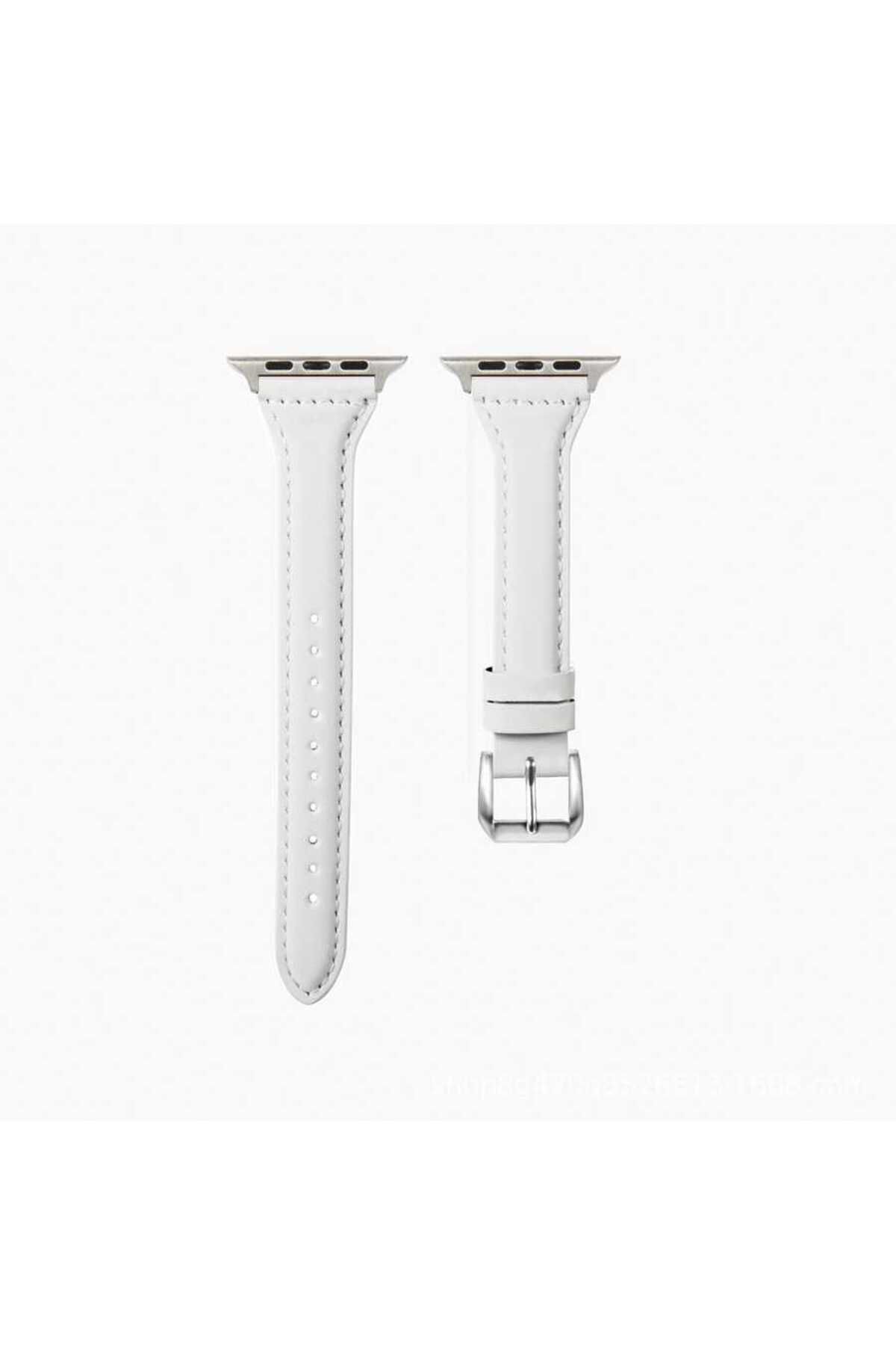 YTSGLOBAL Watch 38mm Uyumlu KRD-28 Deri YTSG Kordon-Beyaz