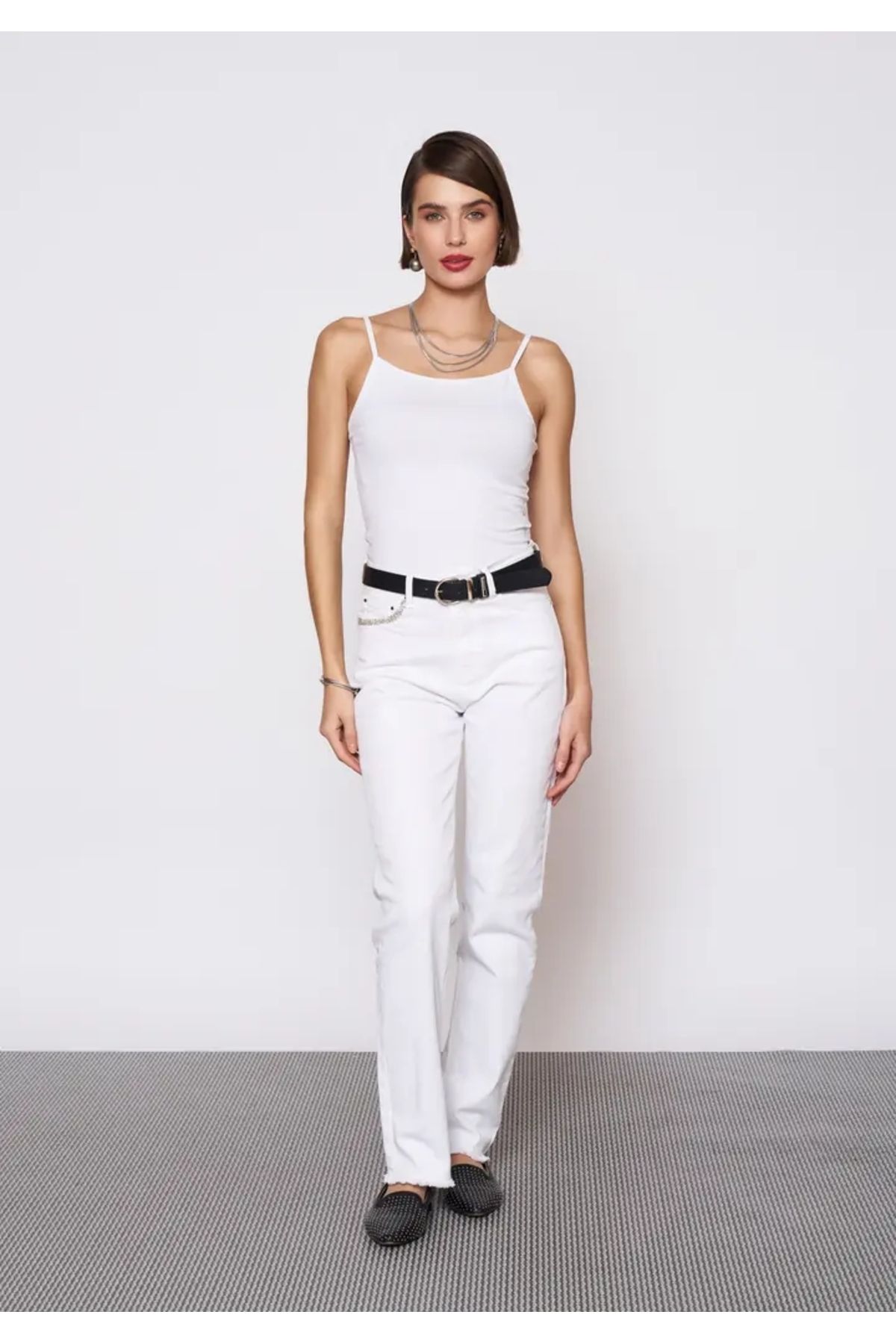 EUROFASHION Beyaz Scarlet Denim Pantolon